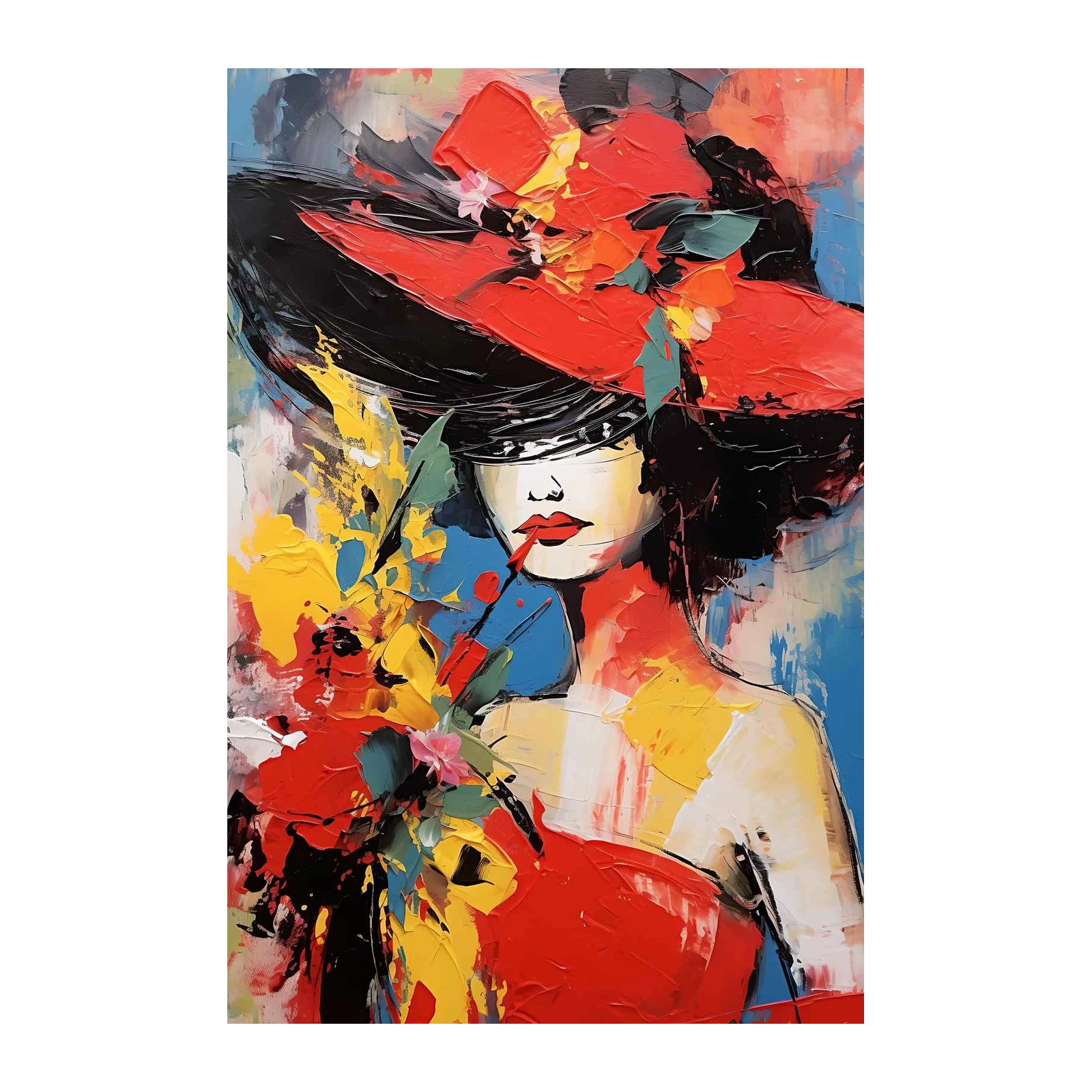 Vibrant Parisian Woman Red Hat Wall Art