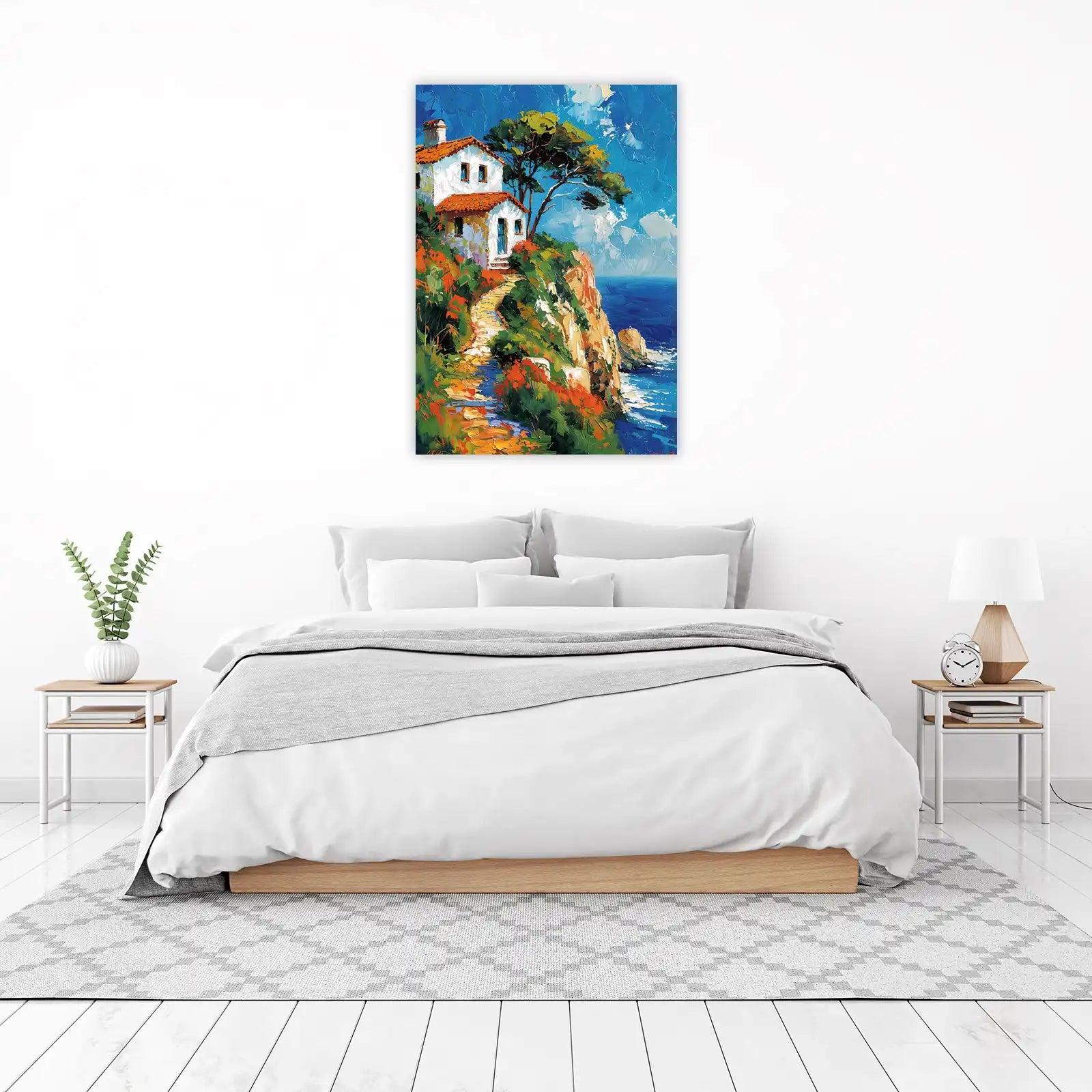 Coastal Villa Impressionist Landscape Wall Art