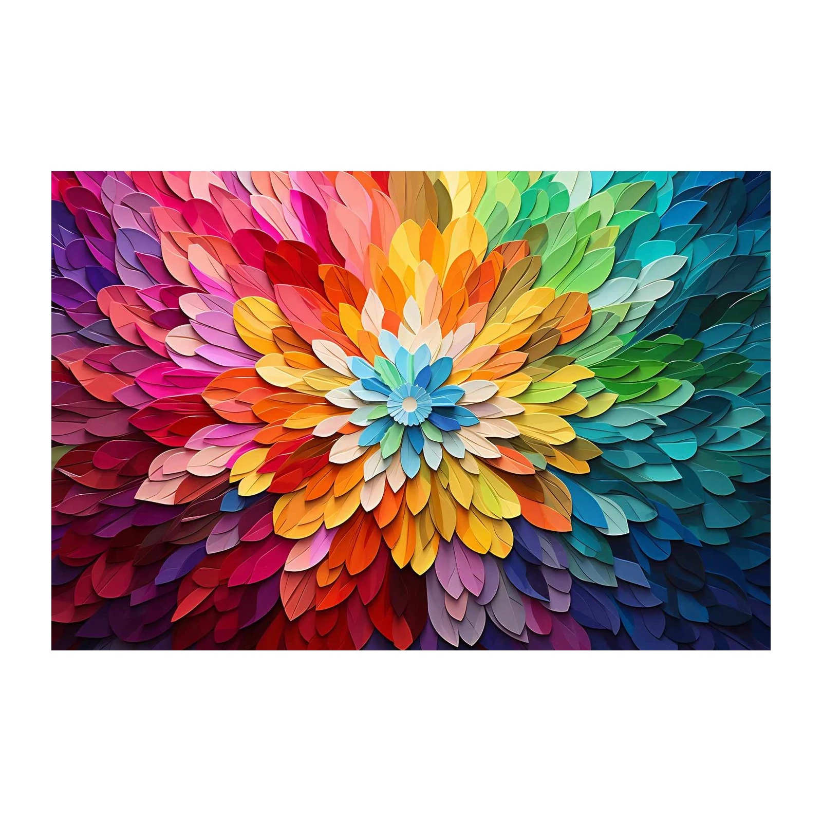 Vibrant Petal Burst Rainbow Wall Art