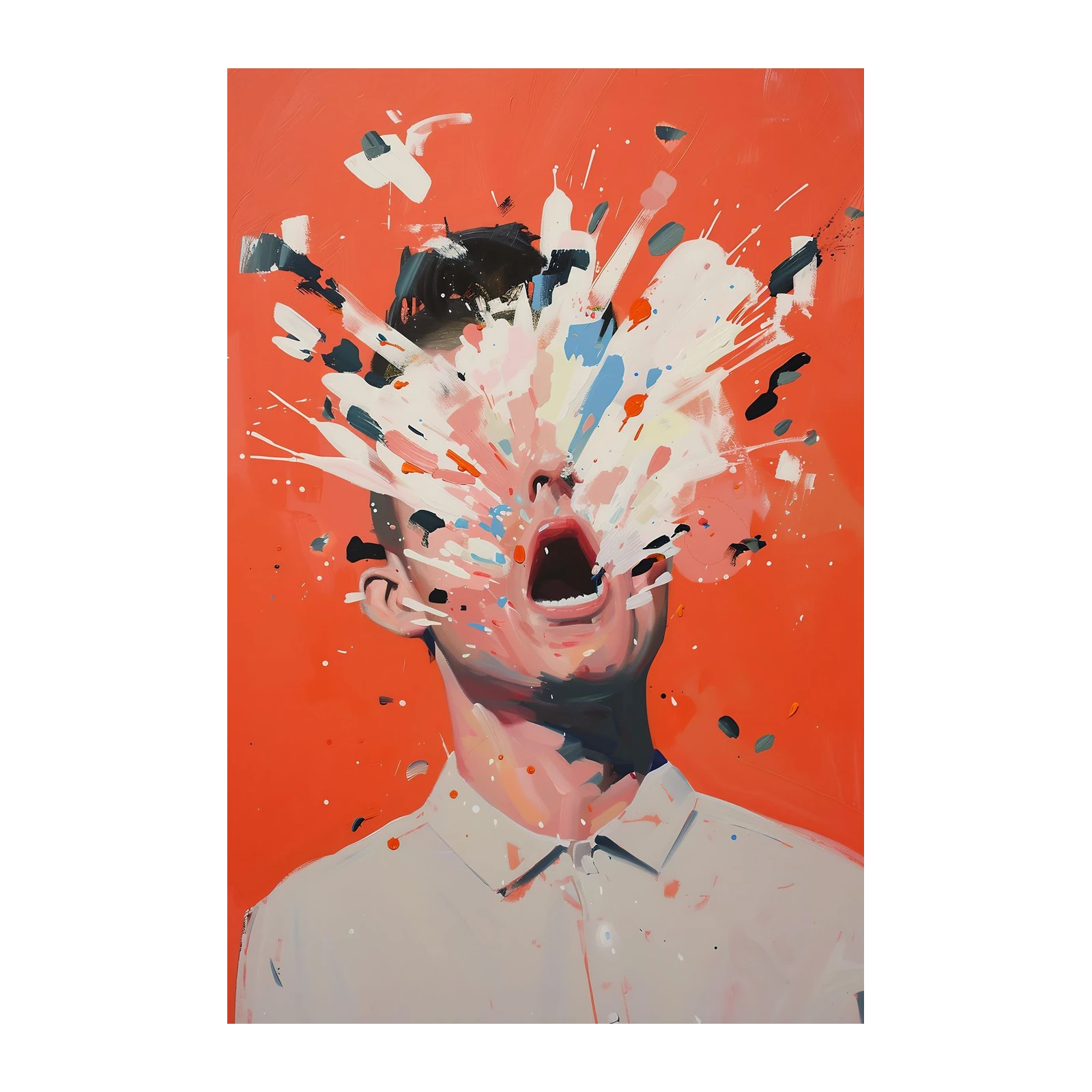 Explosive Expression Abstract Portrait Wall Art