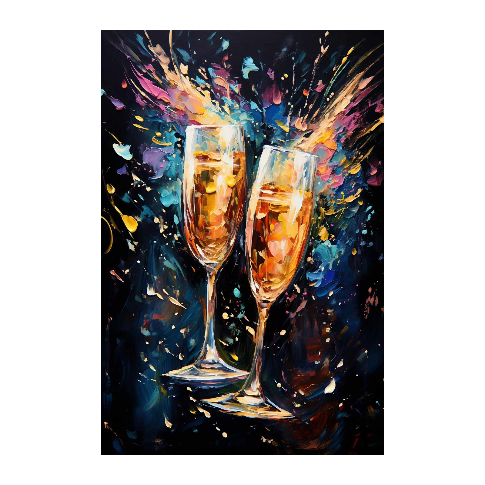 Celebration Toast Champagne Glasses Wall Art