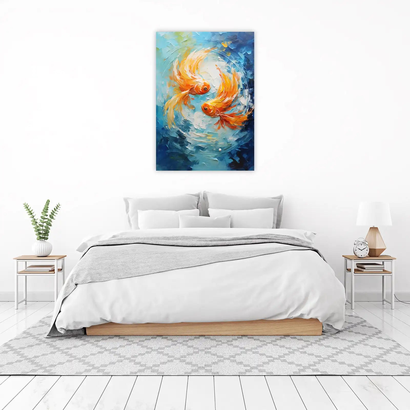 Vibrant Goldfish Koi Pond Impressionist Wall Art