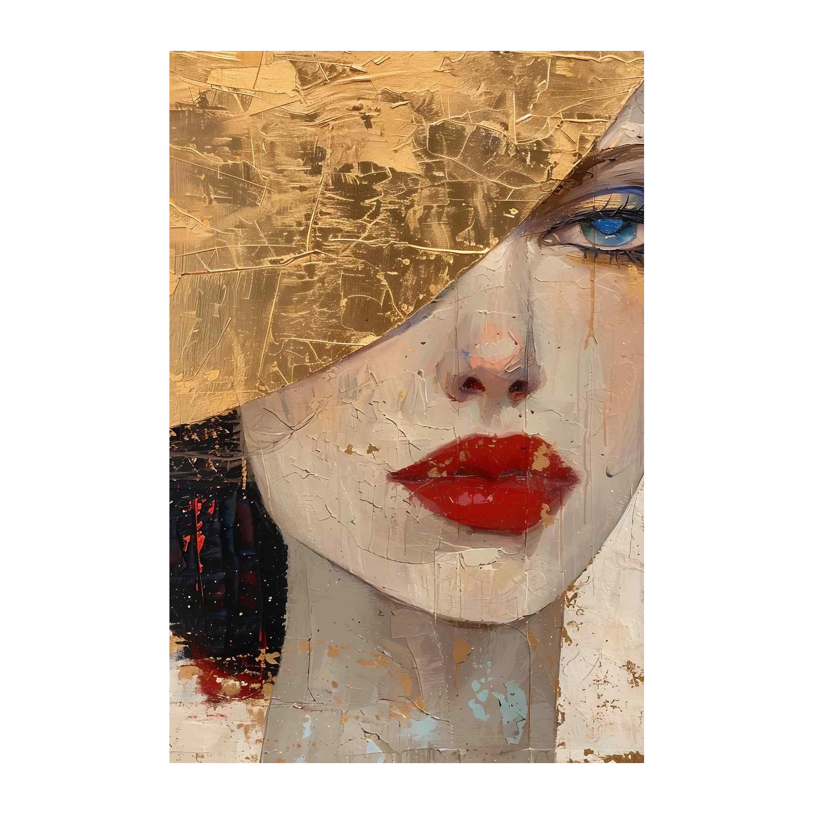 Elegant Woman Gold Textured Wall Art