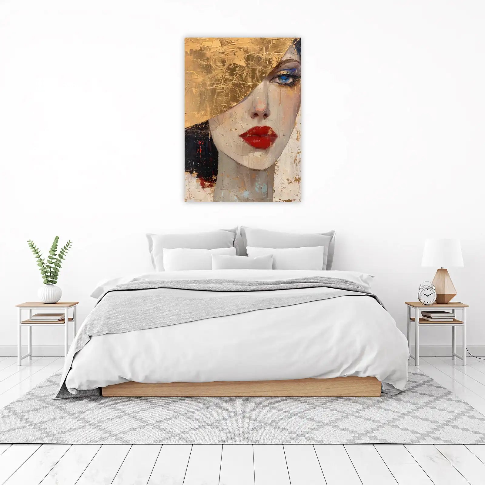 Elegant Woman Gold Textured Wall Art