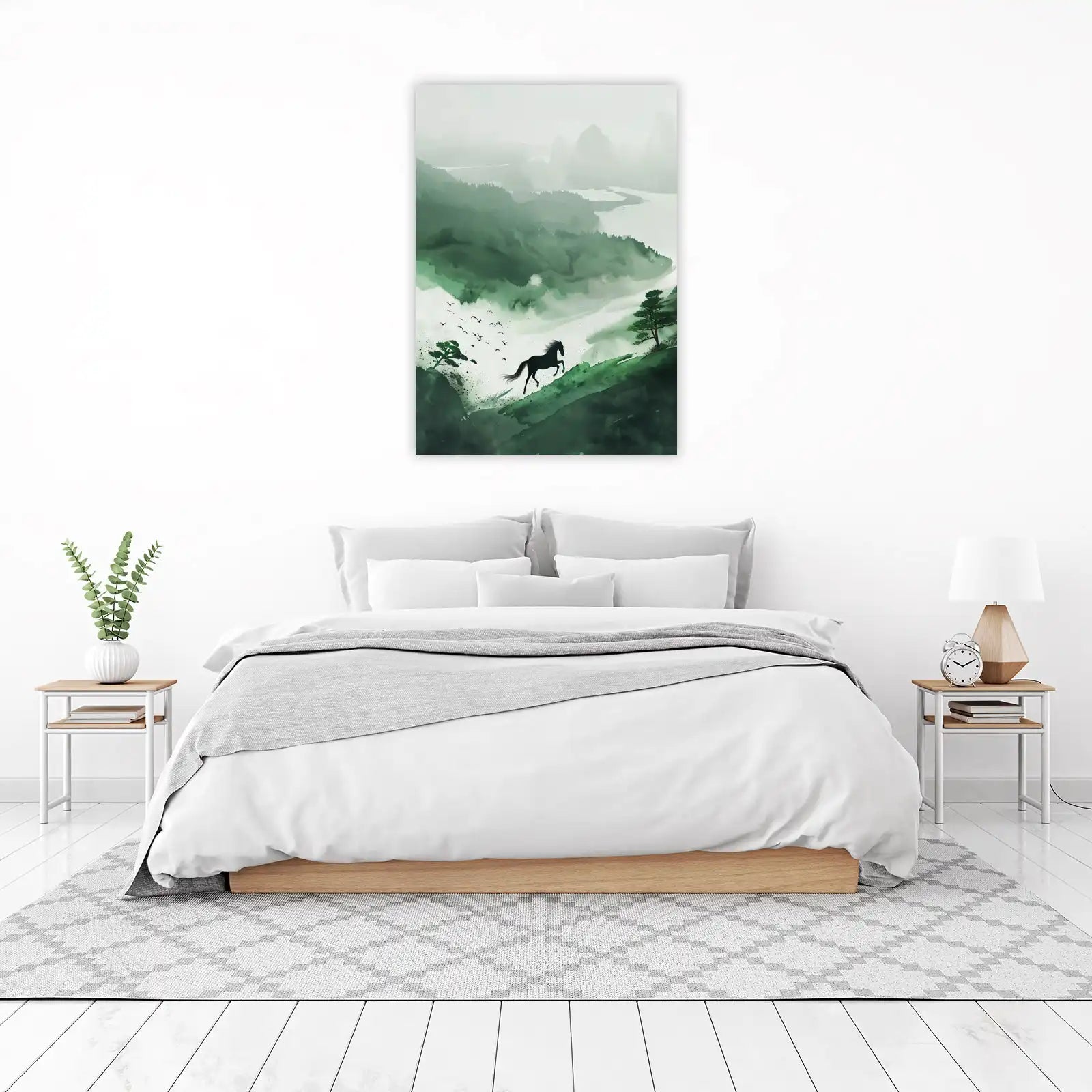 Misty Mountain Horse and Birds Wall Art