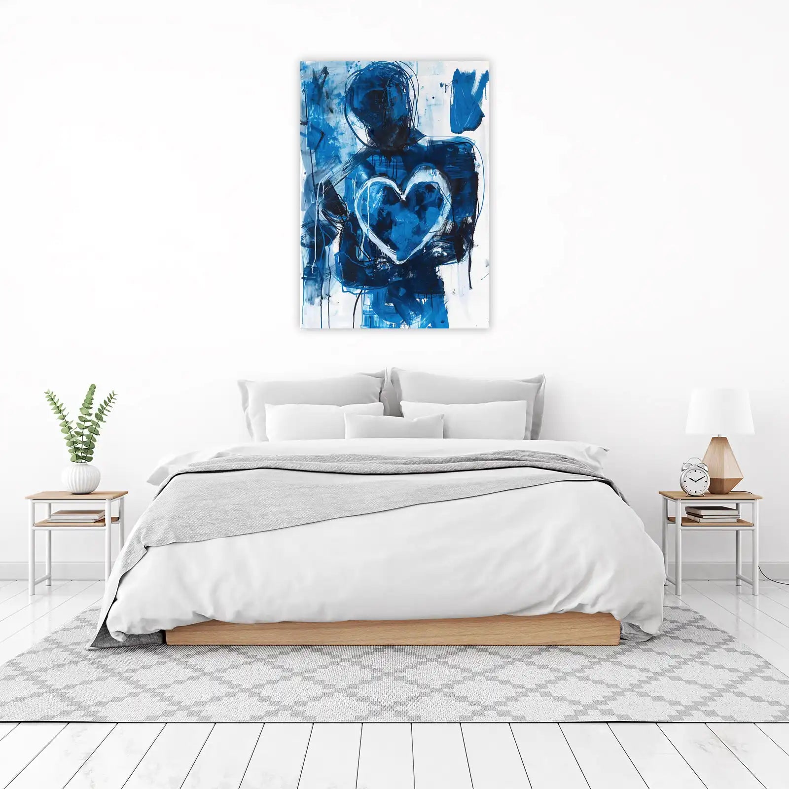 Abstract Blue Heart Embrace Wall Art