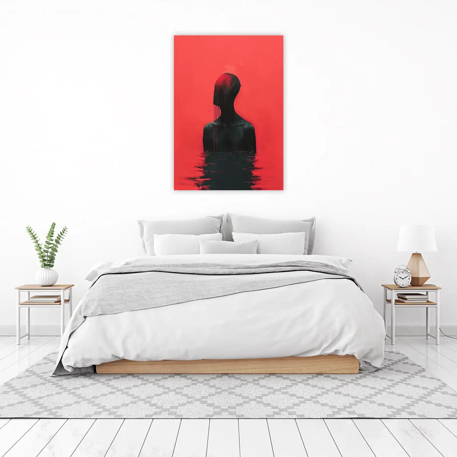 Abstract Drip Figure Red Wall Art