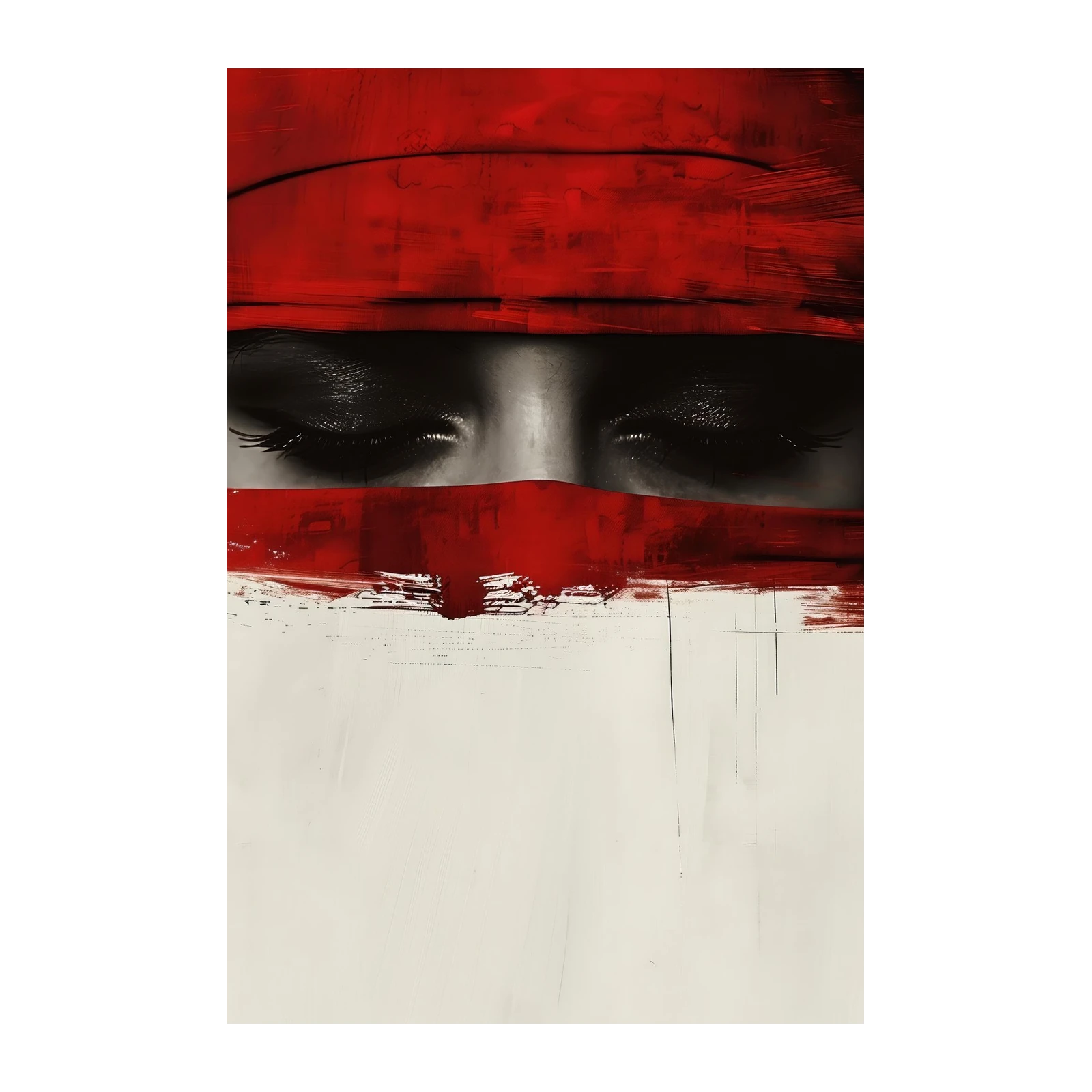 Mysterious Red Gaze Abstract Wall Art