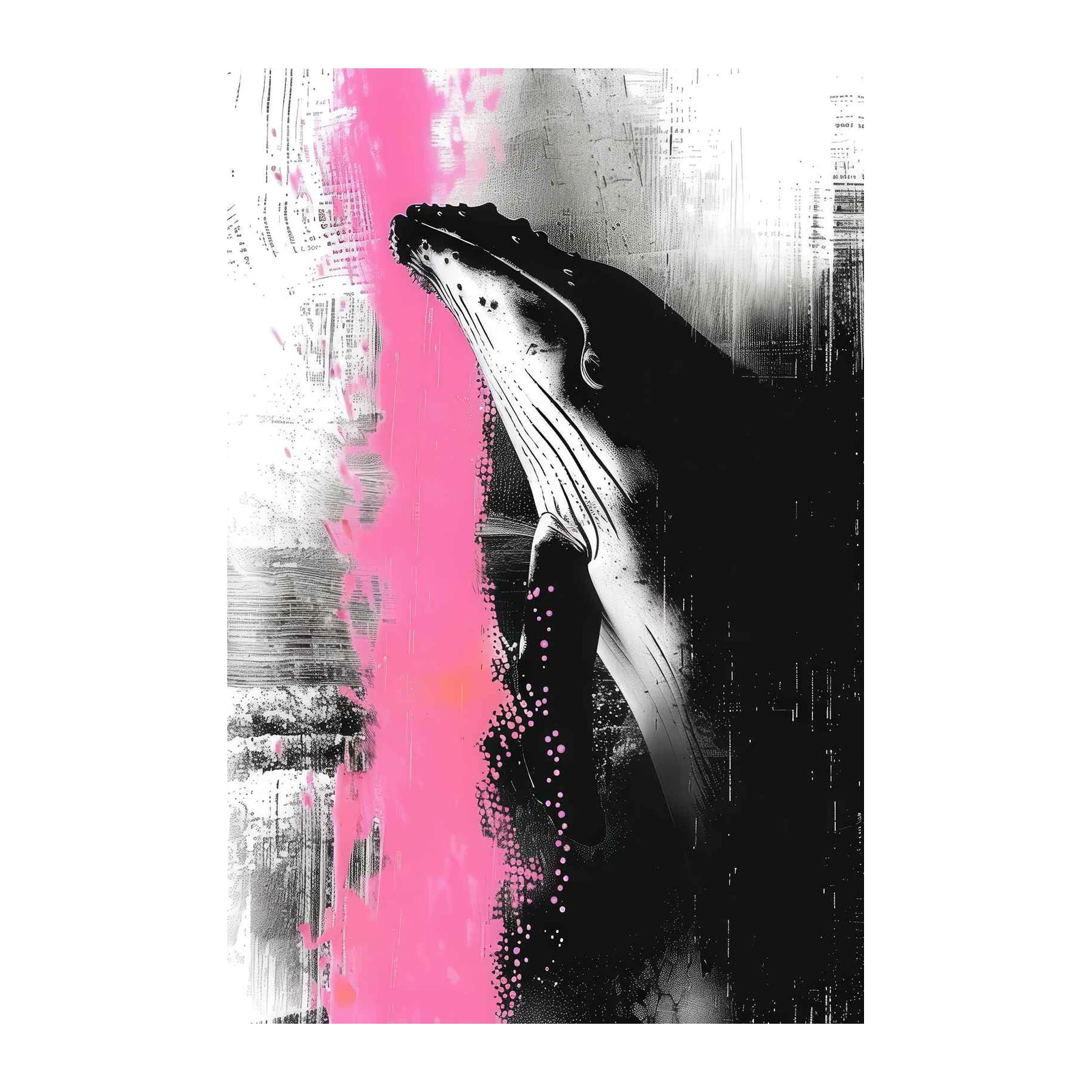 Modern Pink Splash Whale Art Wall Art