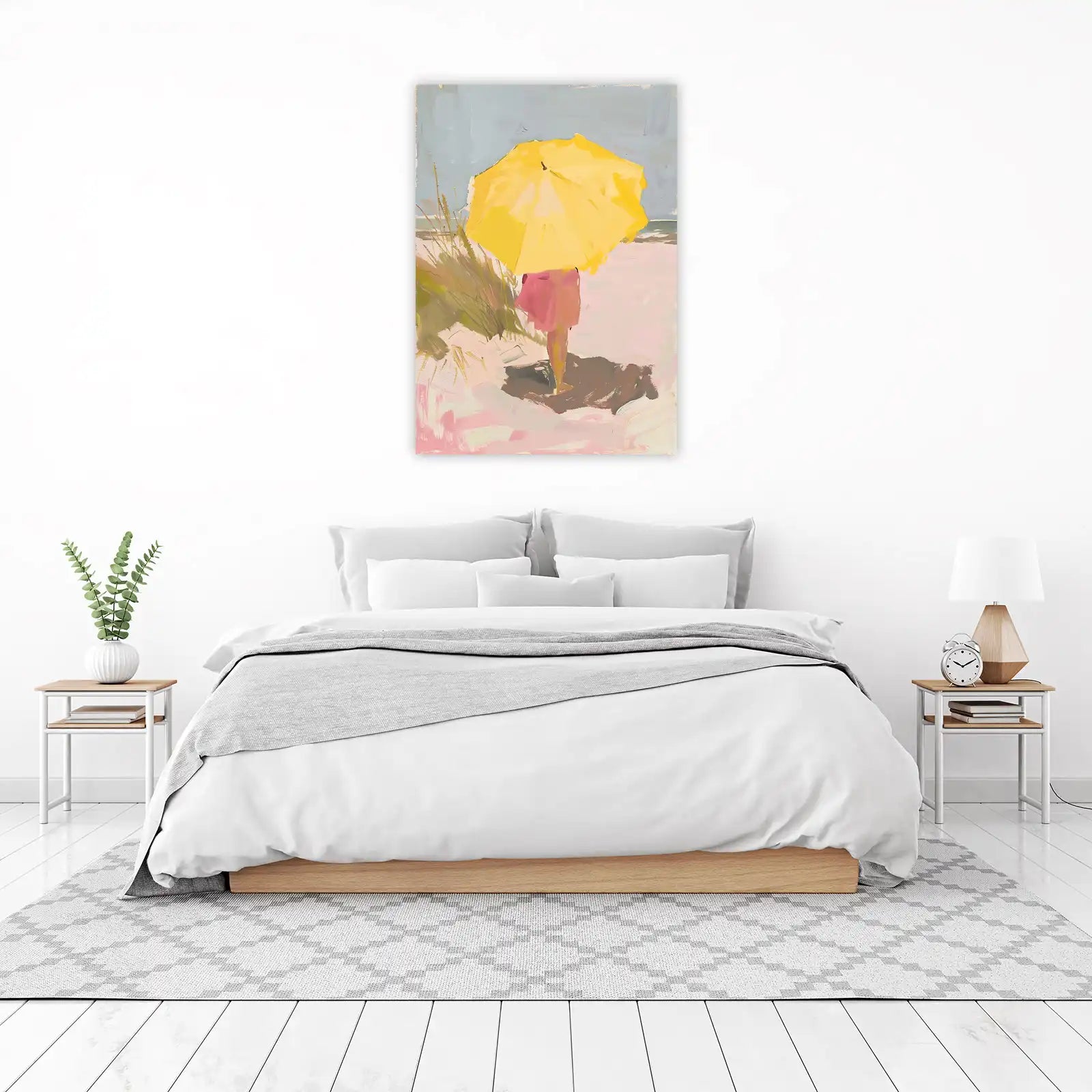 Sunny Beach Day Yellow Umbrella Wall Art