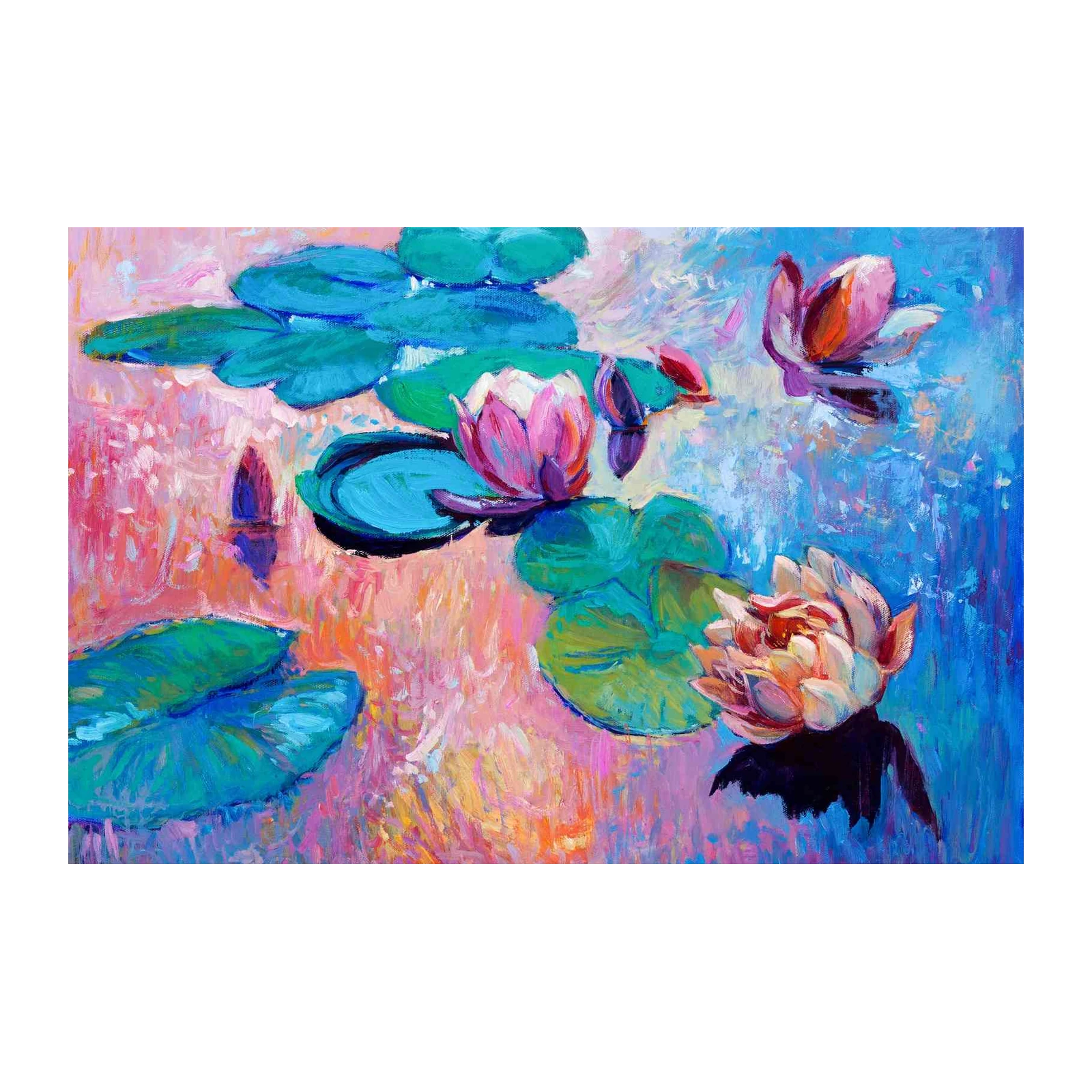 Vibrant Water Lily Impression Wall Art