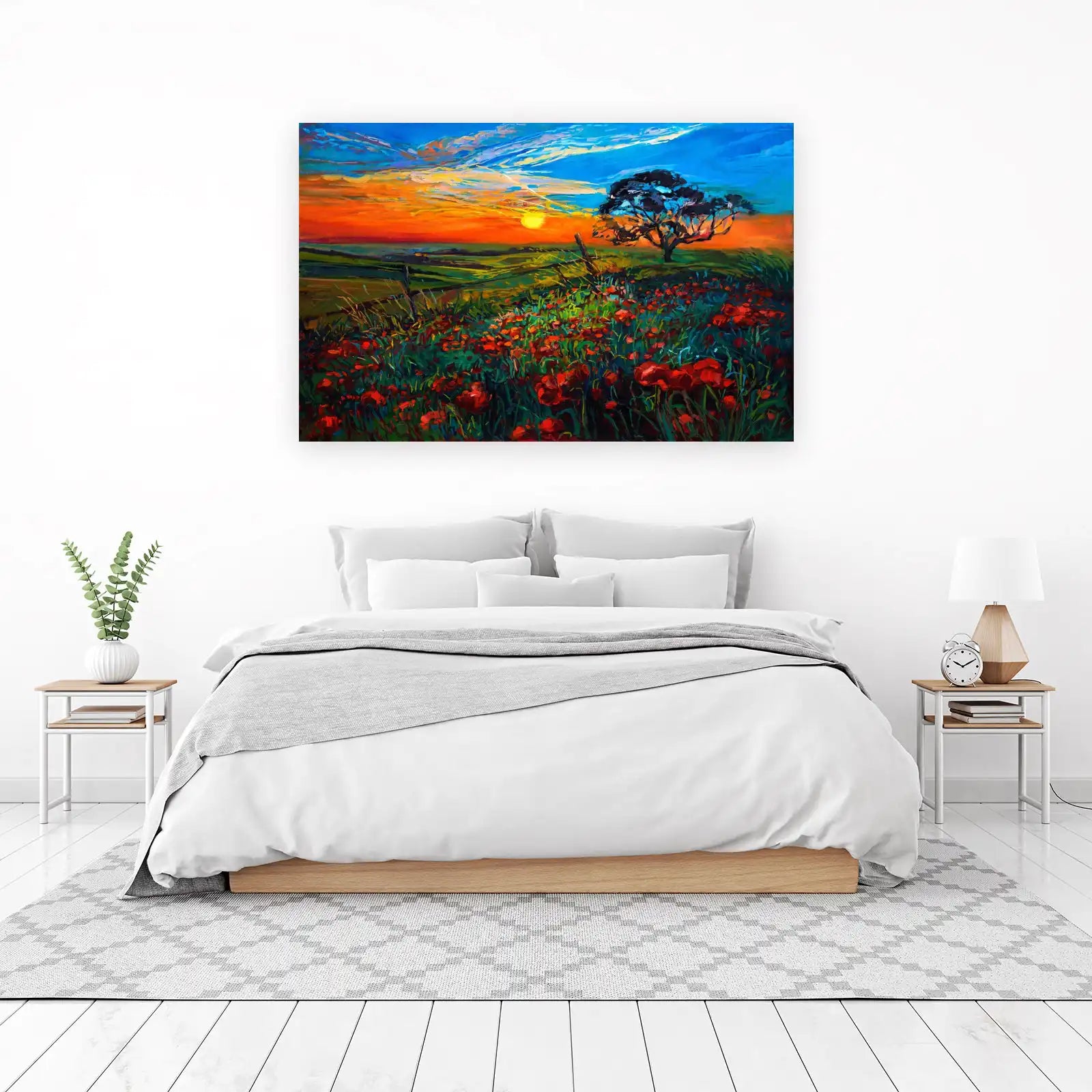 Vibrant Poppy Field Sunset Wall Art
