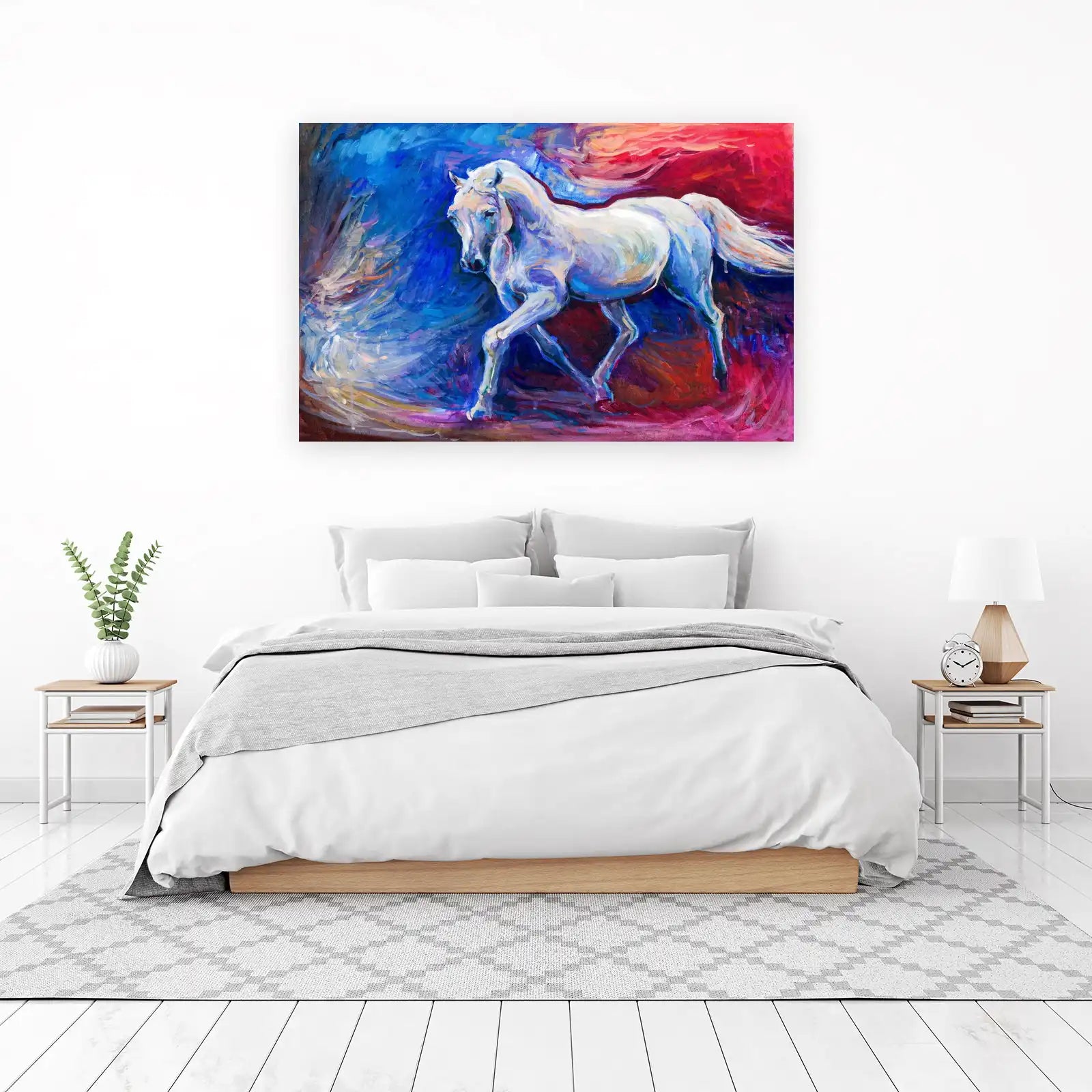 Majestic White Horse Abstract Wall Art