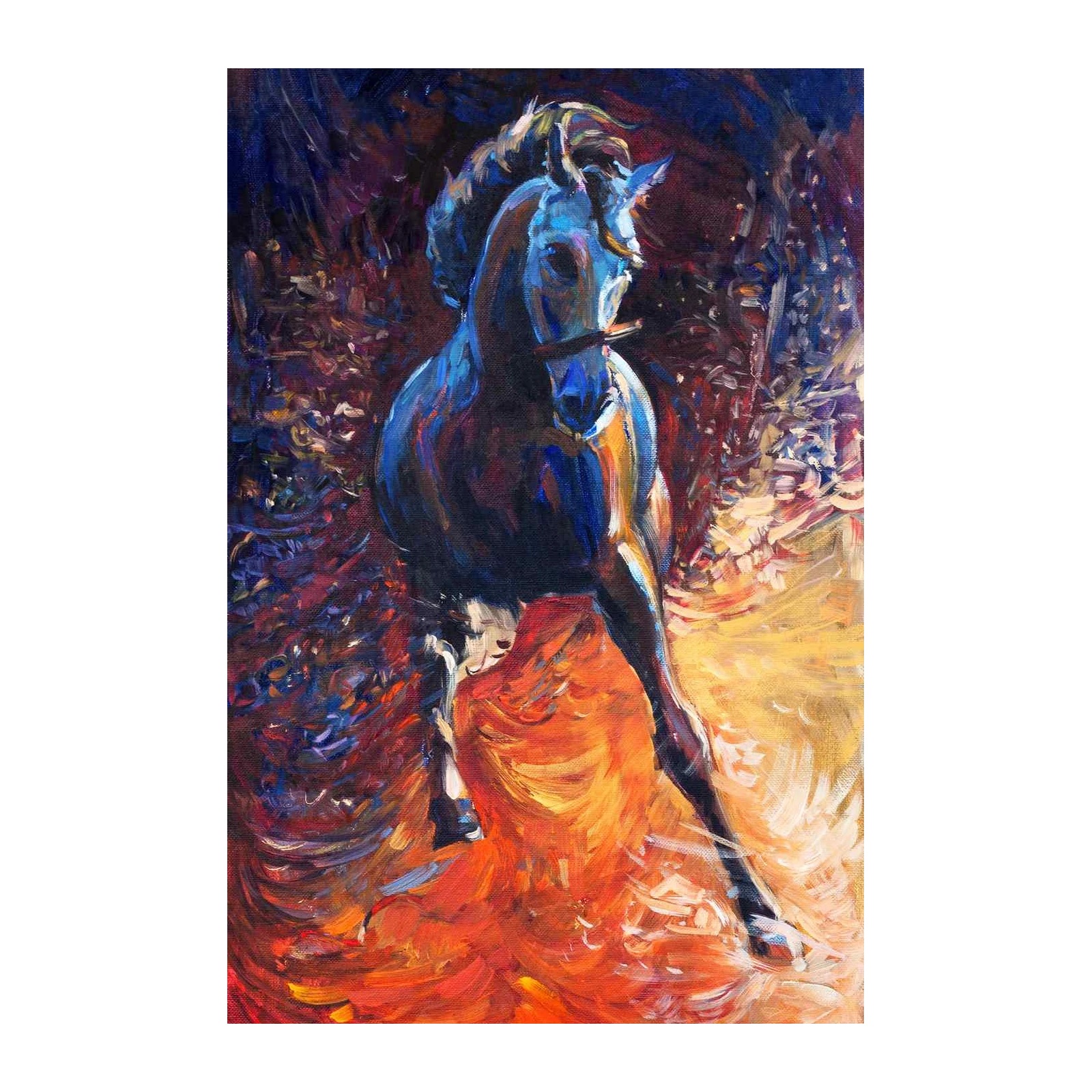 Dynamic Blue Horse Movement Wall Art