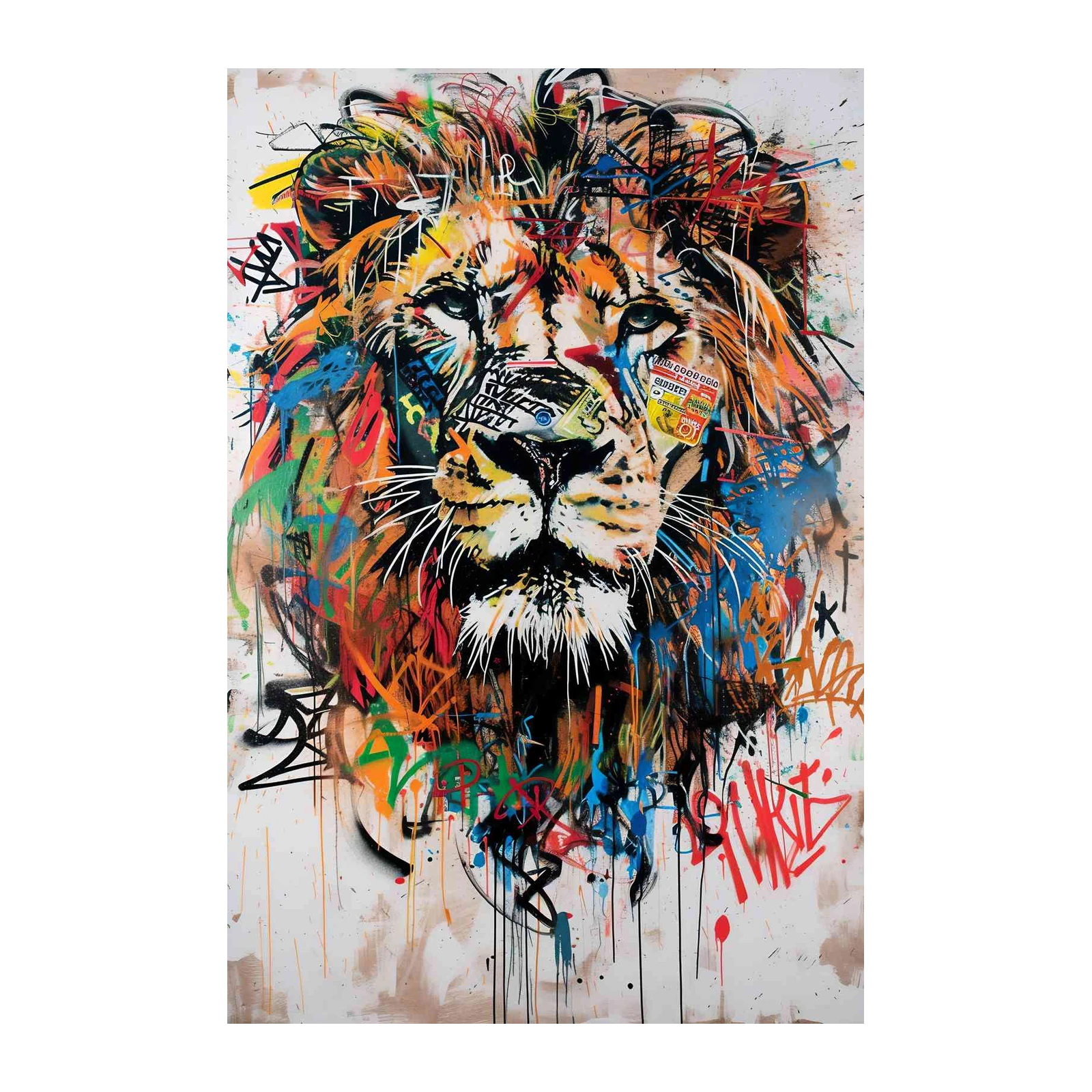 Vibrant Graffiti Lion Wall Art Art