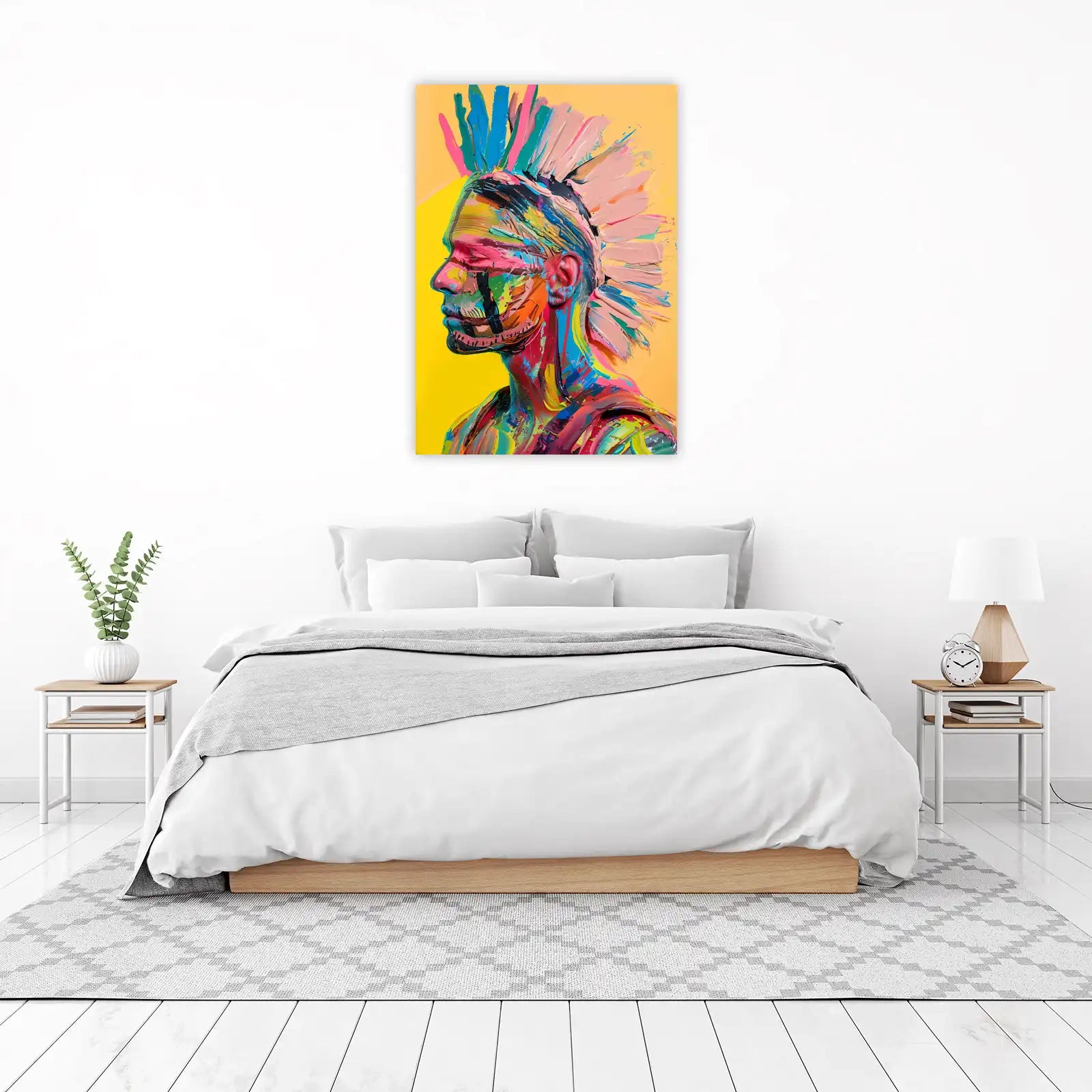 Vibrant Abstract Face Mohawk Wall Art