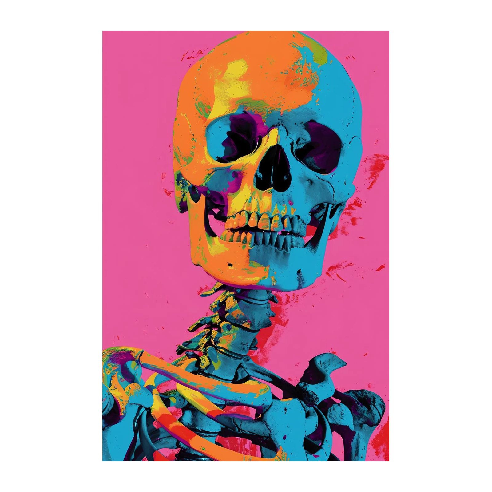 Vibrant Skull Skeleton Pop Art Wall Art