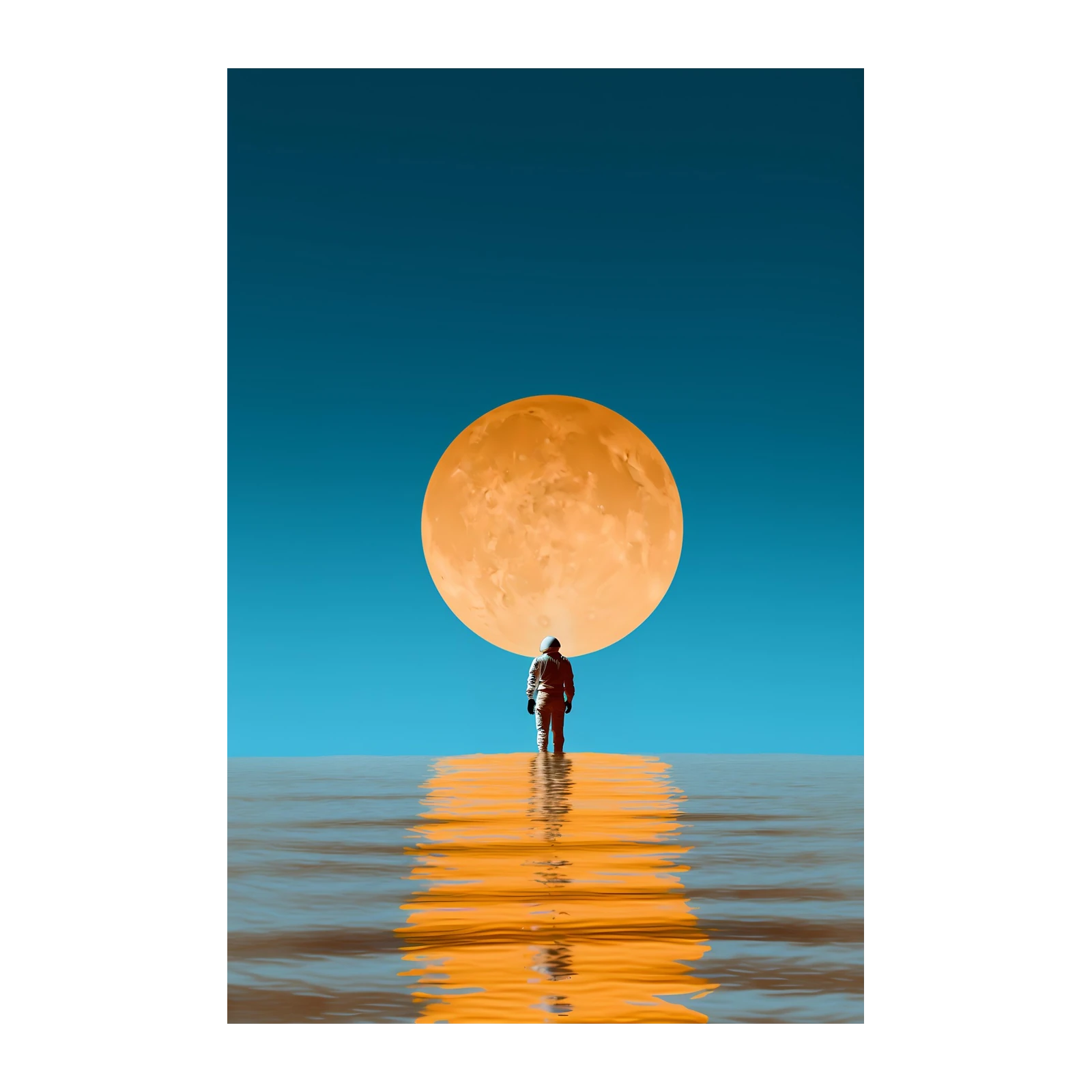 Astronaut Moon Reflection Wall Art