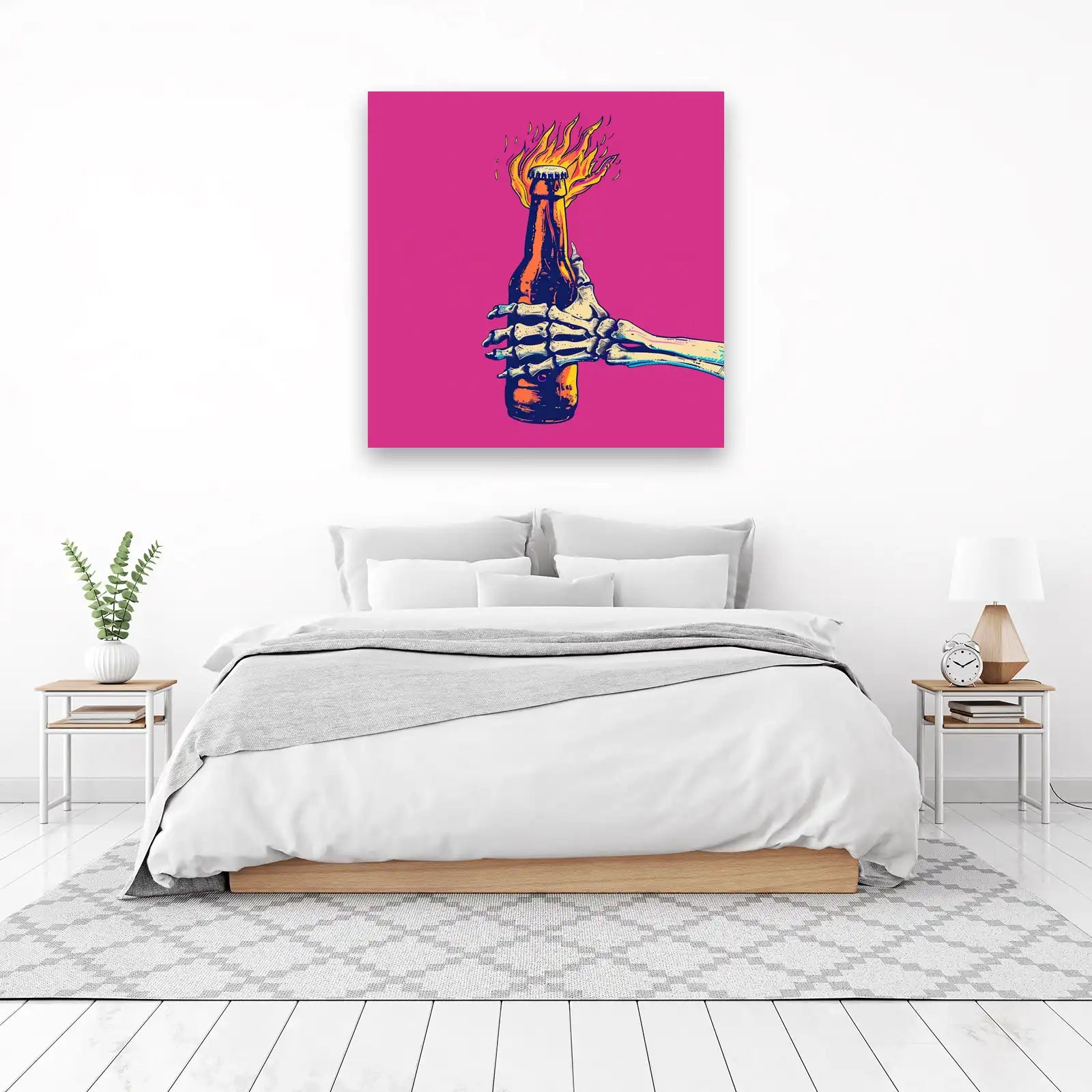Skeleton Hand Flaming Bottle Wall Art