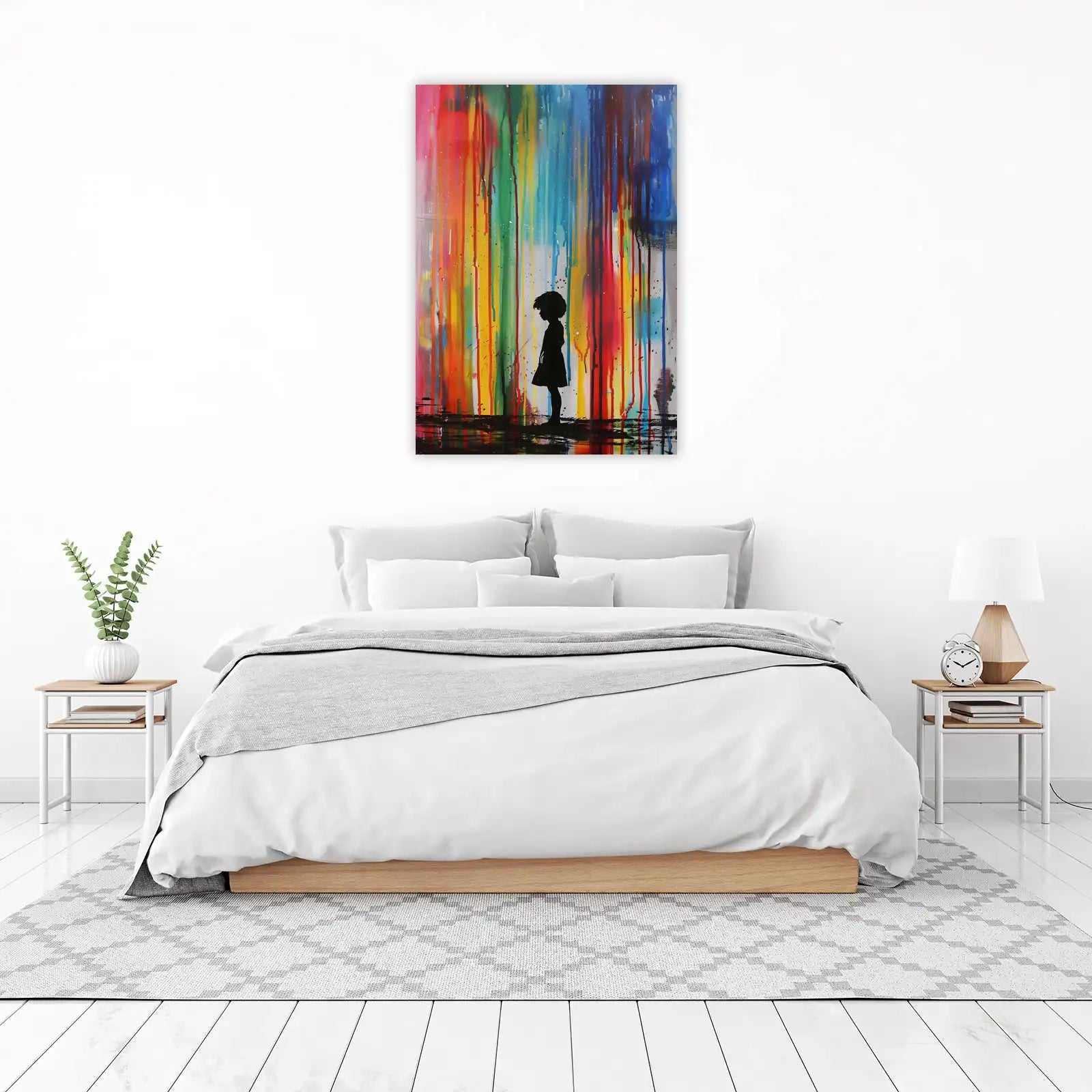 Rainbow Drip Girl Silhouette Wall Art