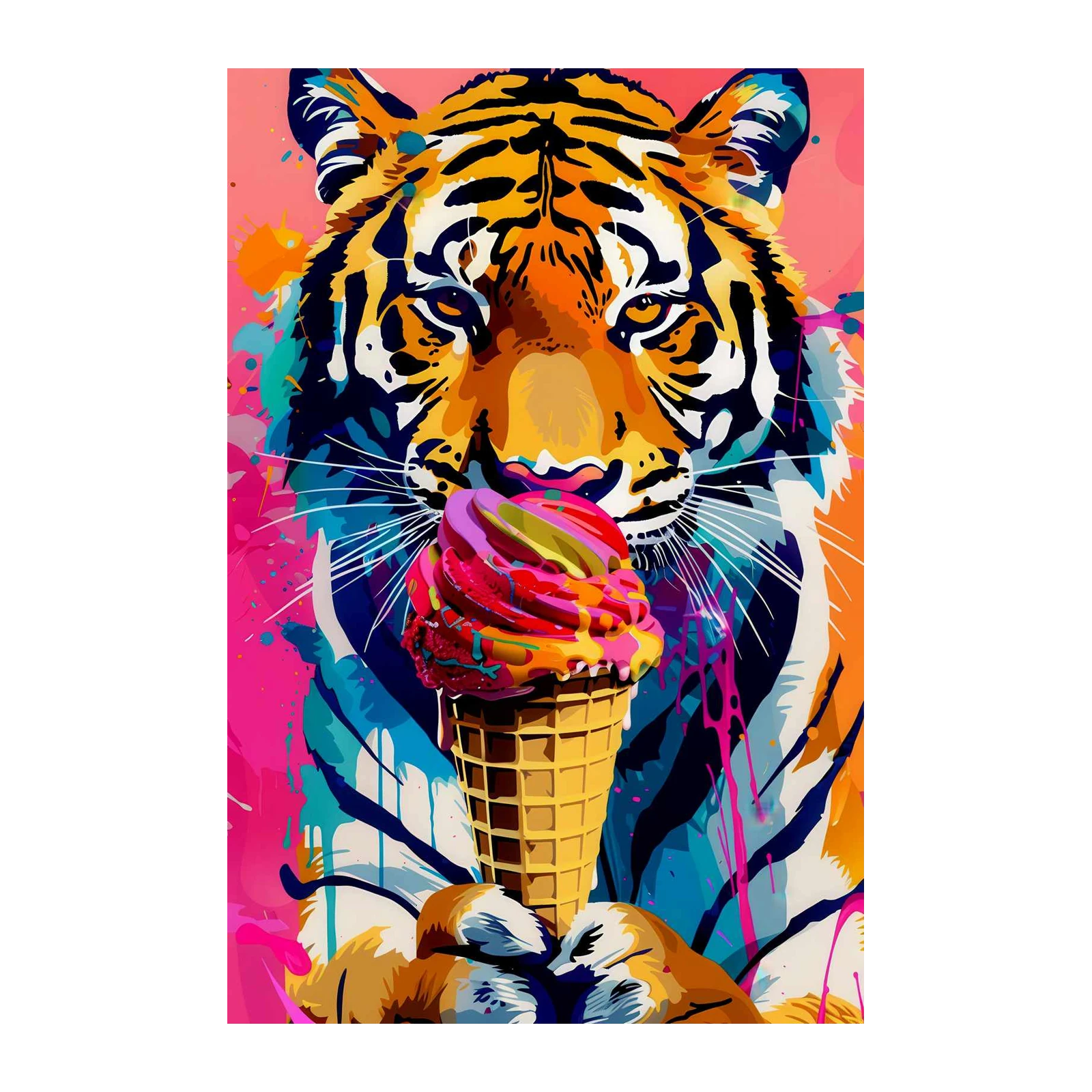 Vibrant Tiger Ice Cream Pop Art Wall Art