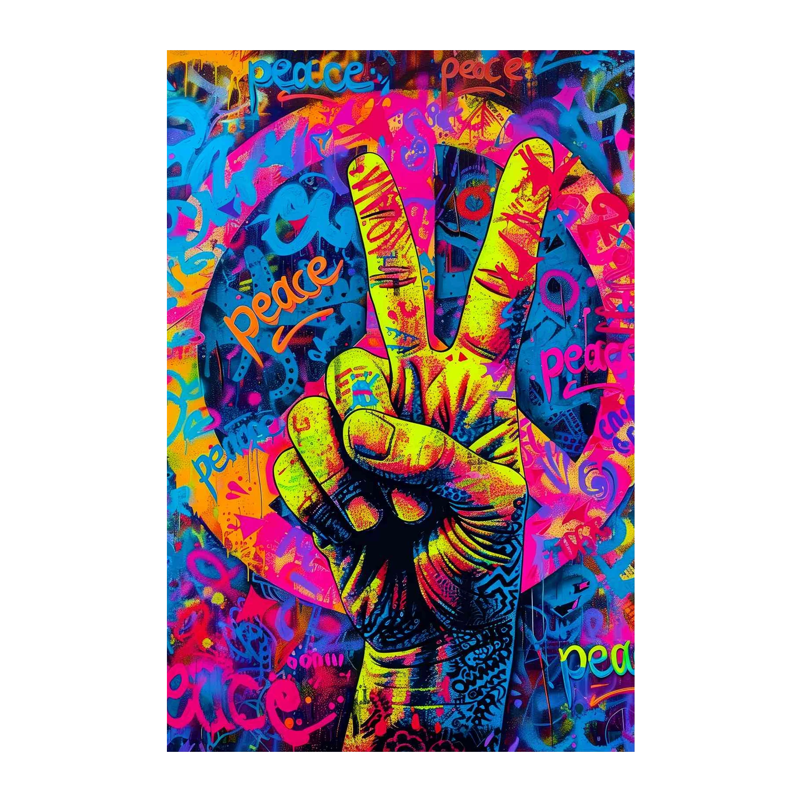 Vibrant Peace Sign Graffiti Wall Art