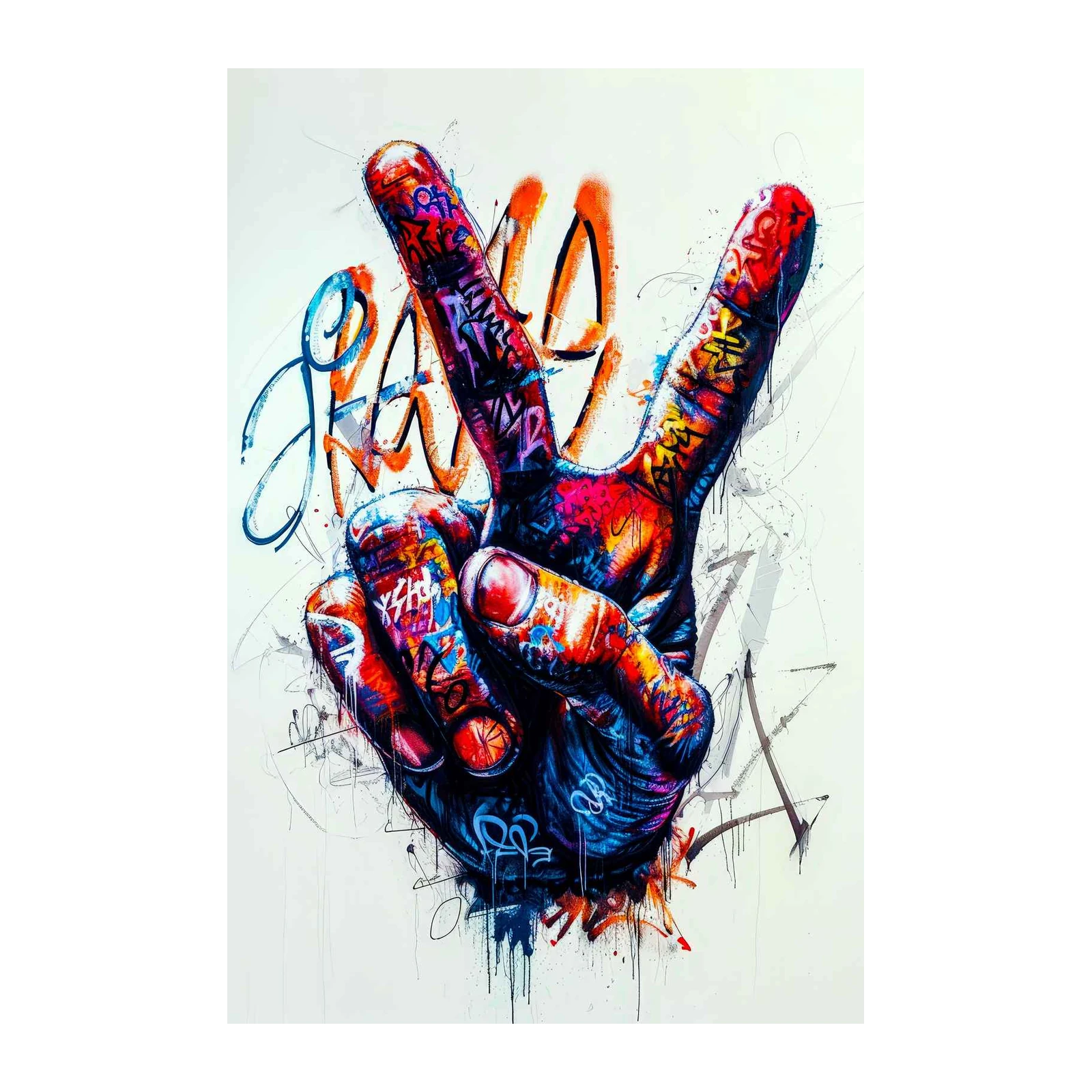 Vibrant Graffiti Peace Sign Wall Art