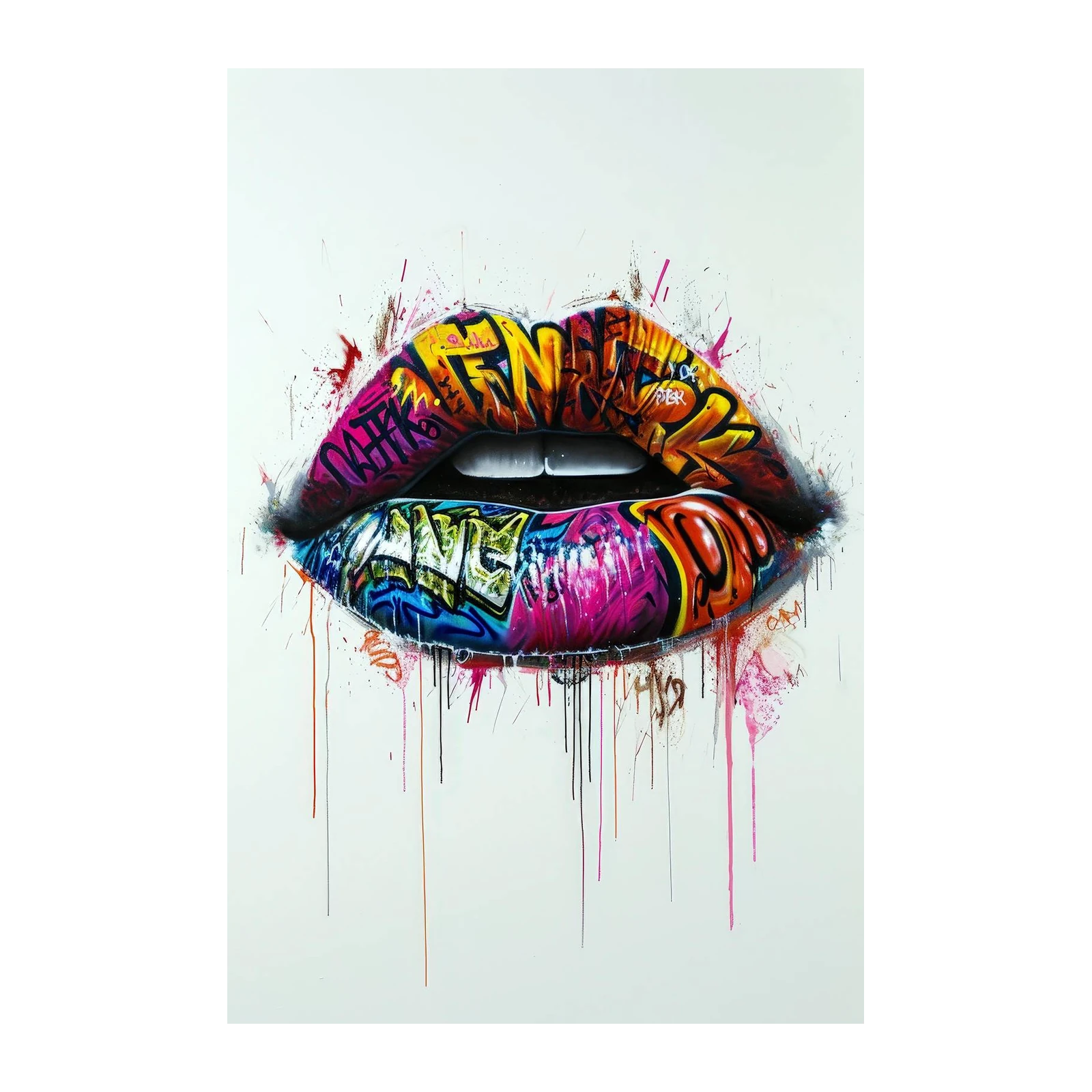 Graffiti Lips Vibrant Pop Art Wall Art