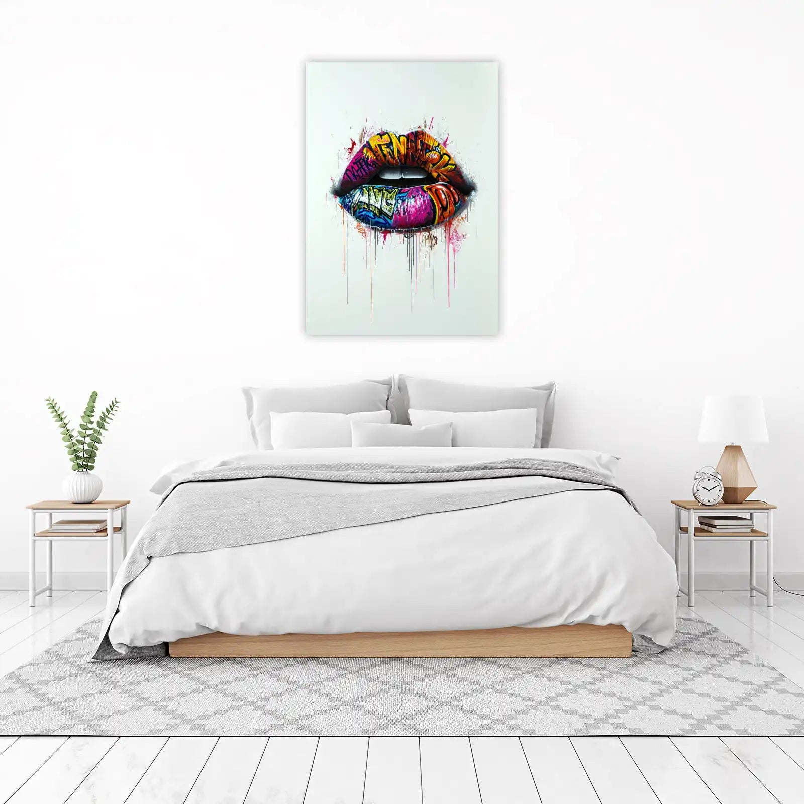 Graffiti Lips Vibrant Pop Art Wall Art