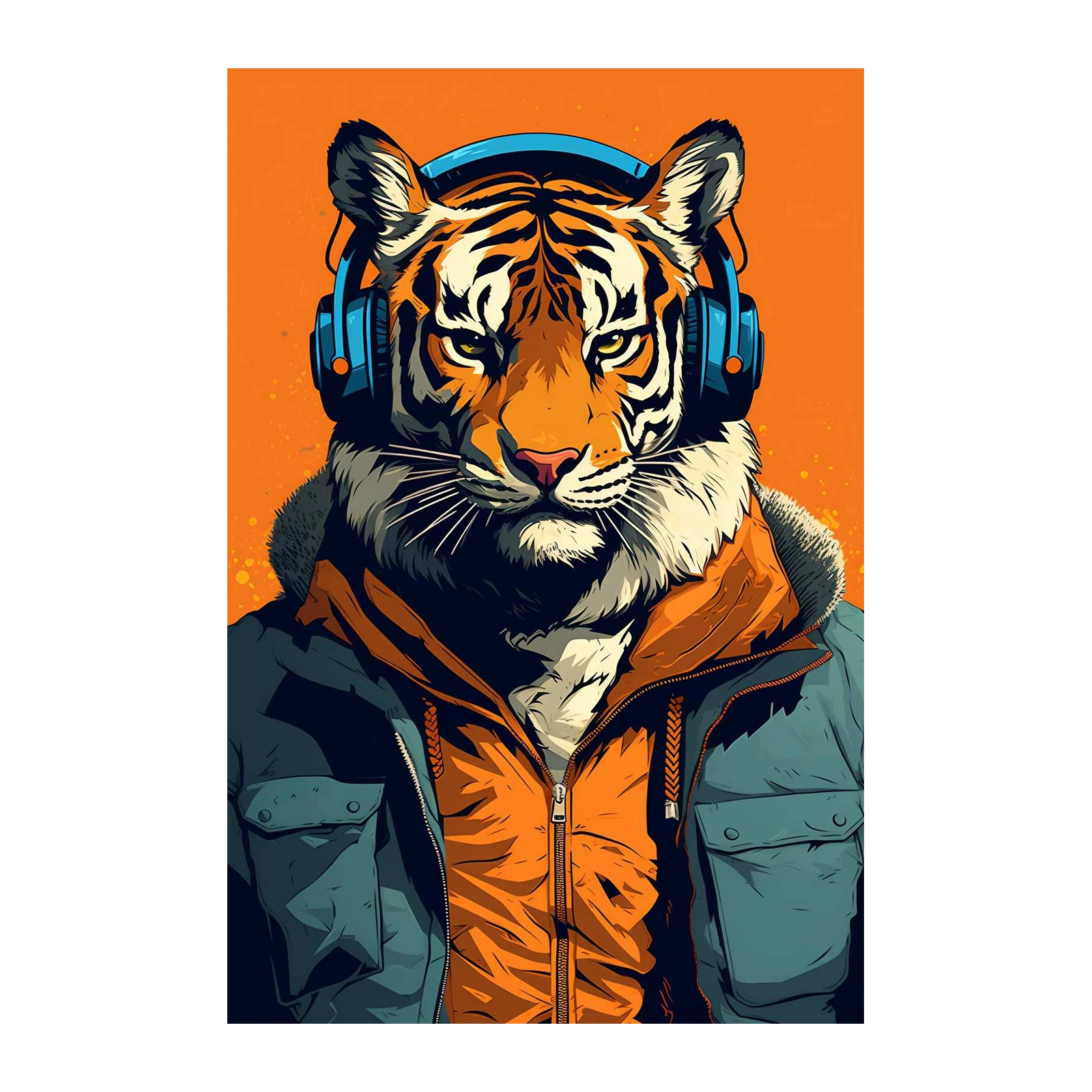 Urban Tiger Headphones Graphic Wall Art