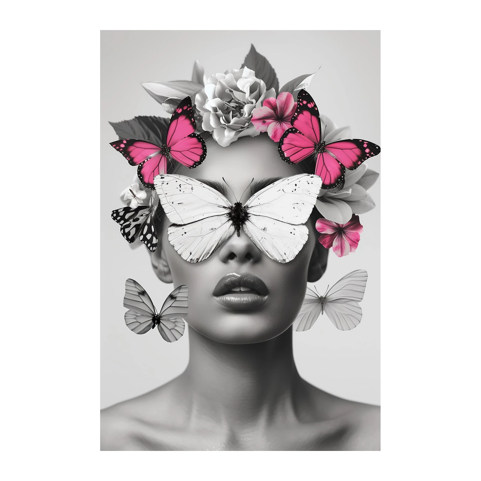 Elegant Butterfly Face Floral Wall Art Wall Art