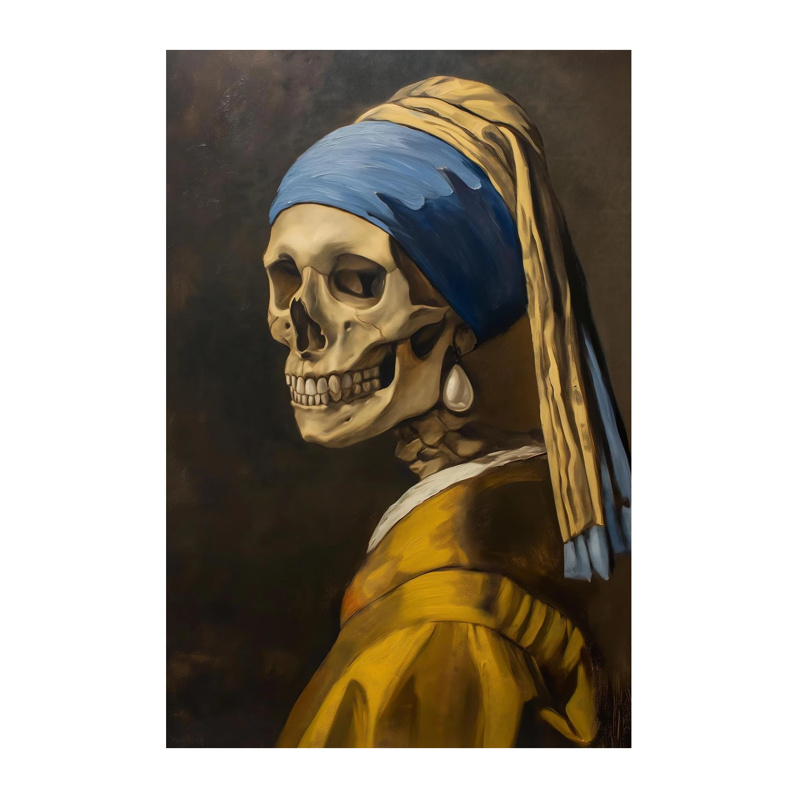 Gothic Skull Girl with Pearl Wall Art