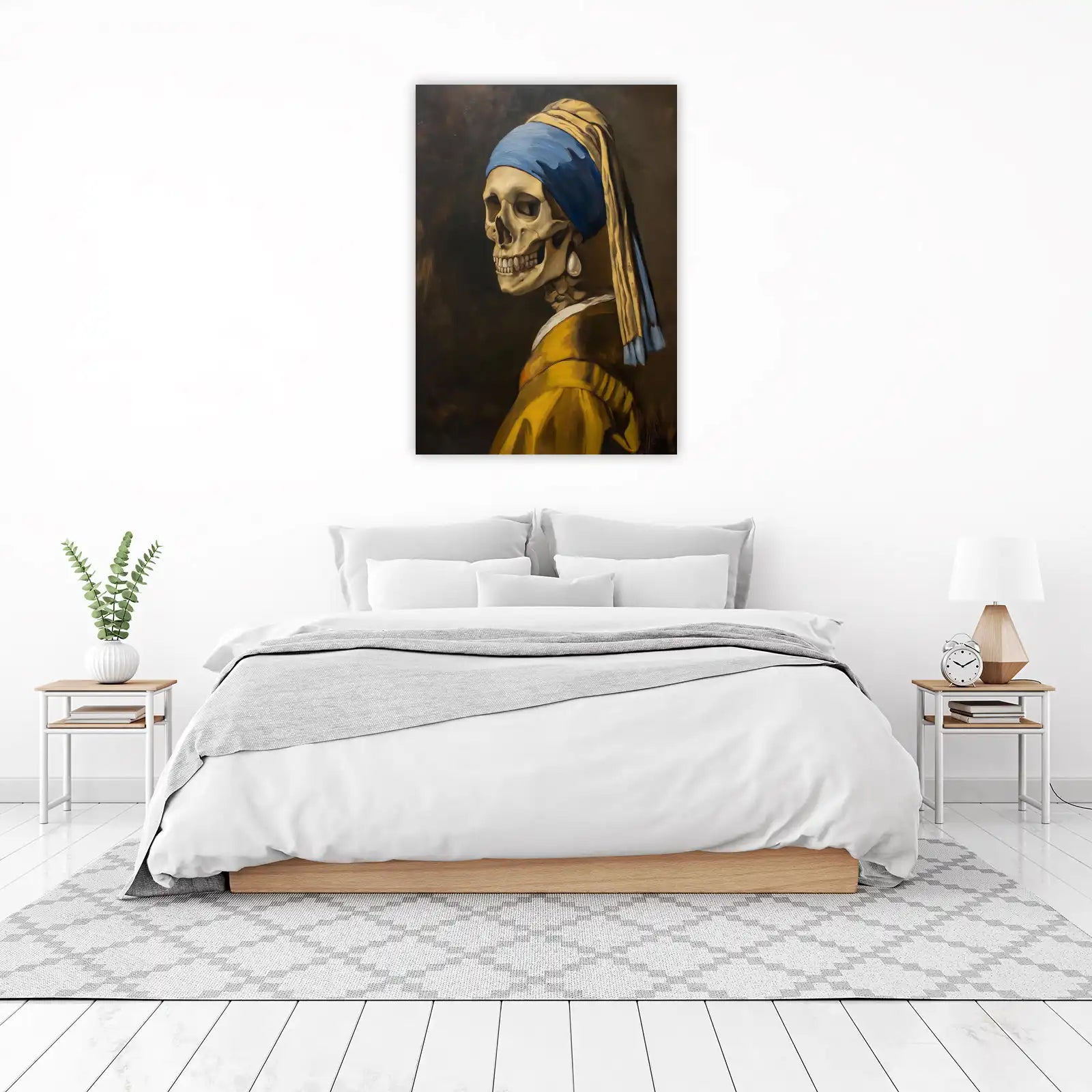 Gothic Skull Girl with Pearl Wall Art