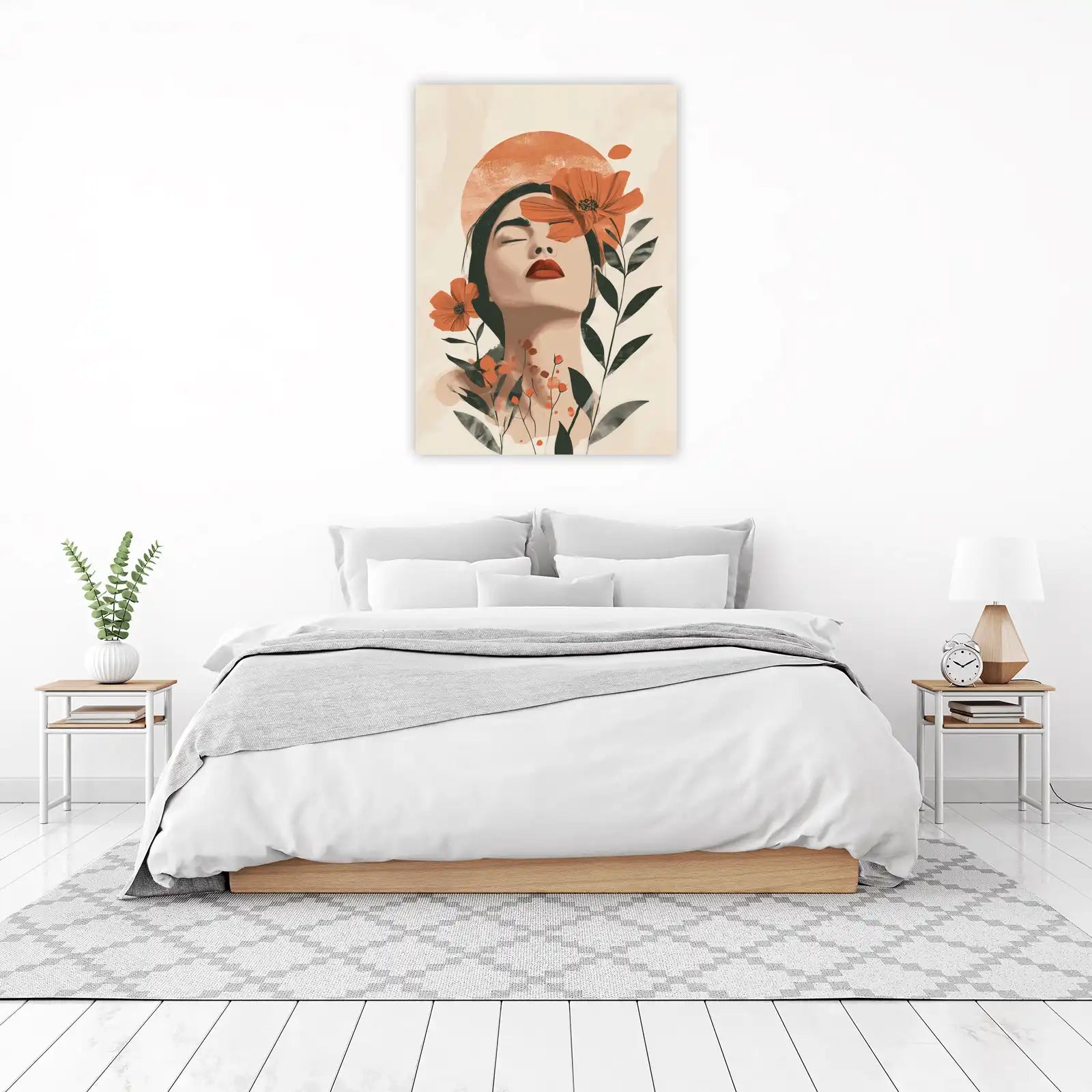 Bohemian Floral Face Minimalist Wall Art