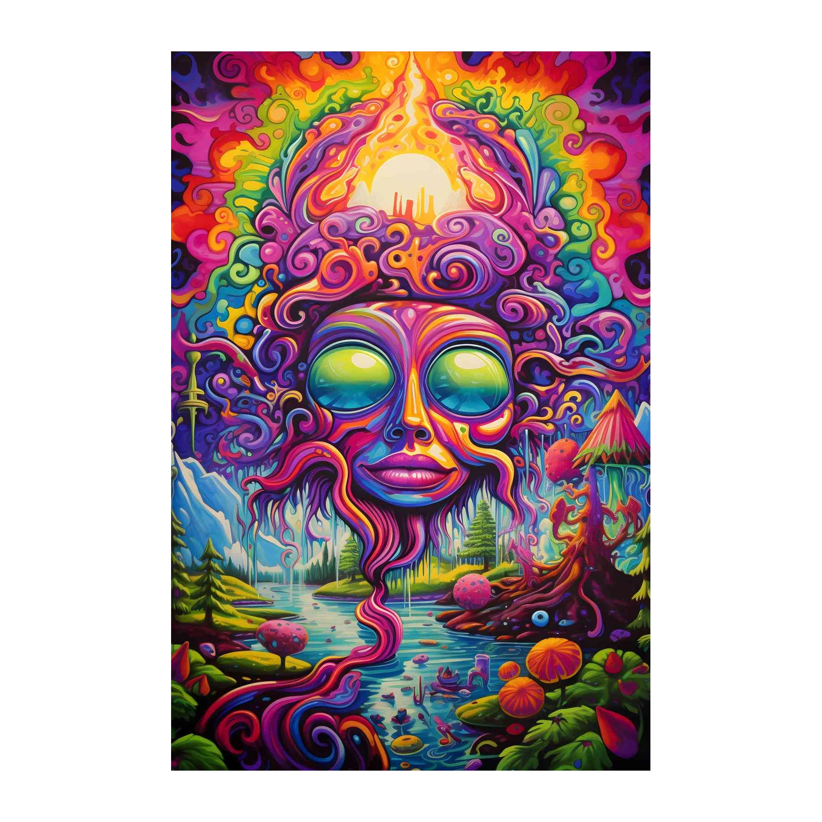 Vibrant Psychedelic Landscape Wall Art