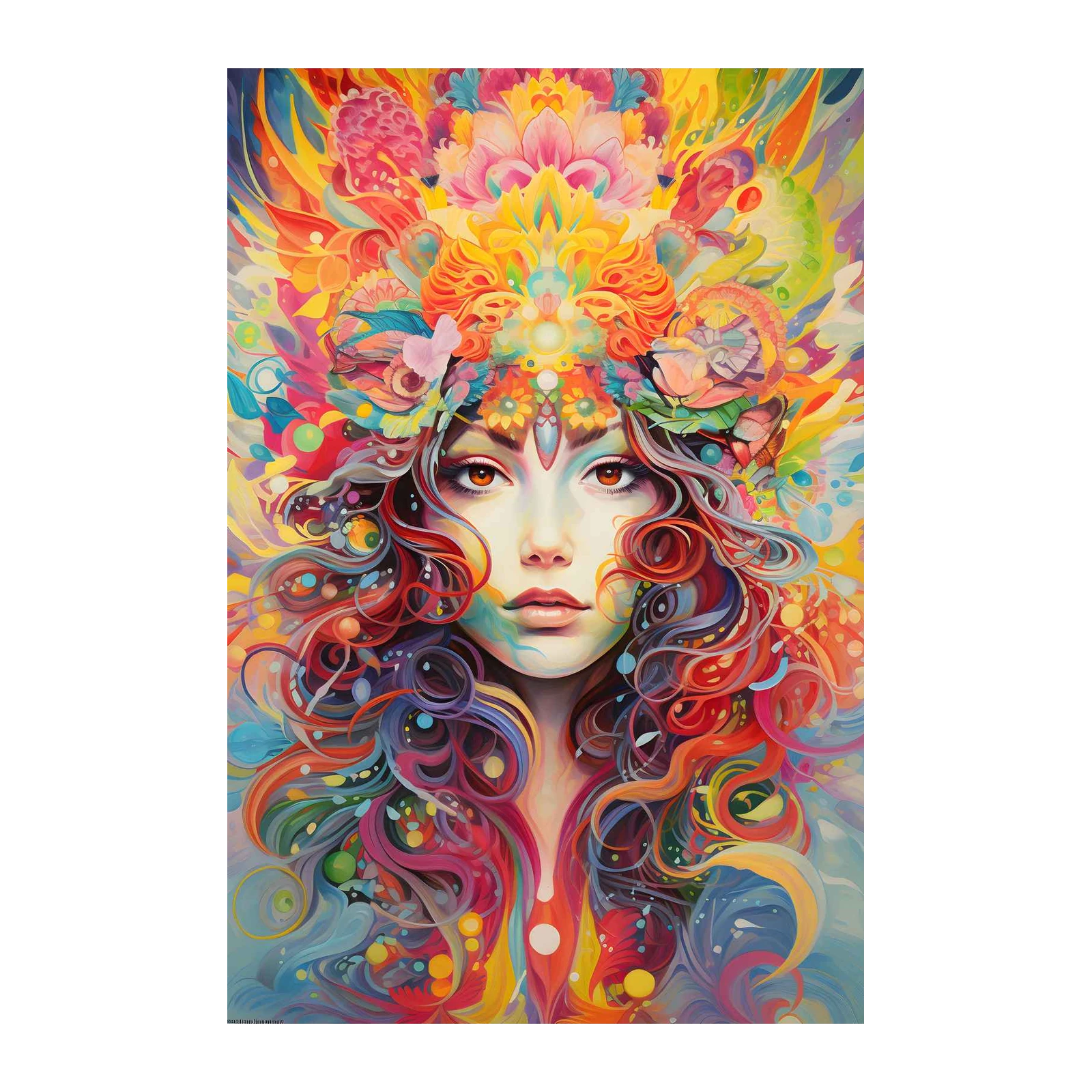 Vibrant Psychedelic Goddess Wall Art