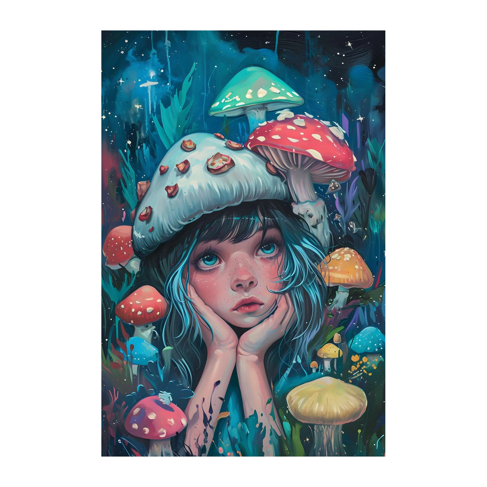 Enchanted Mushroom Girl Wall Art