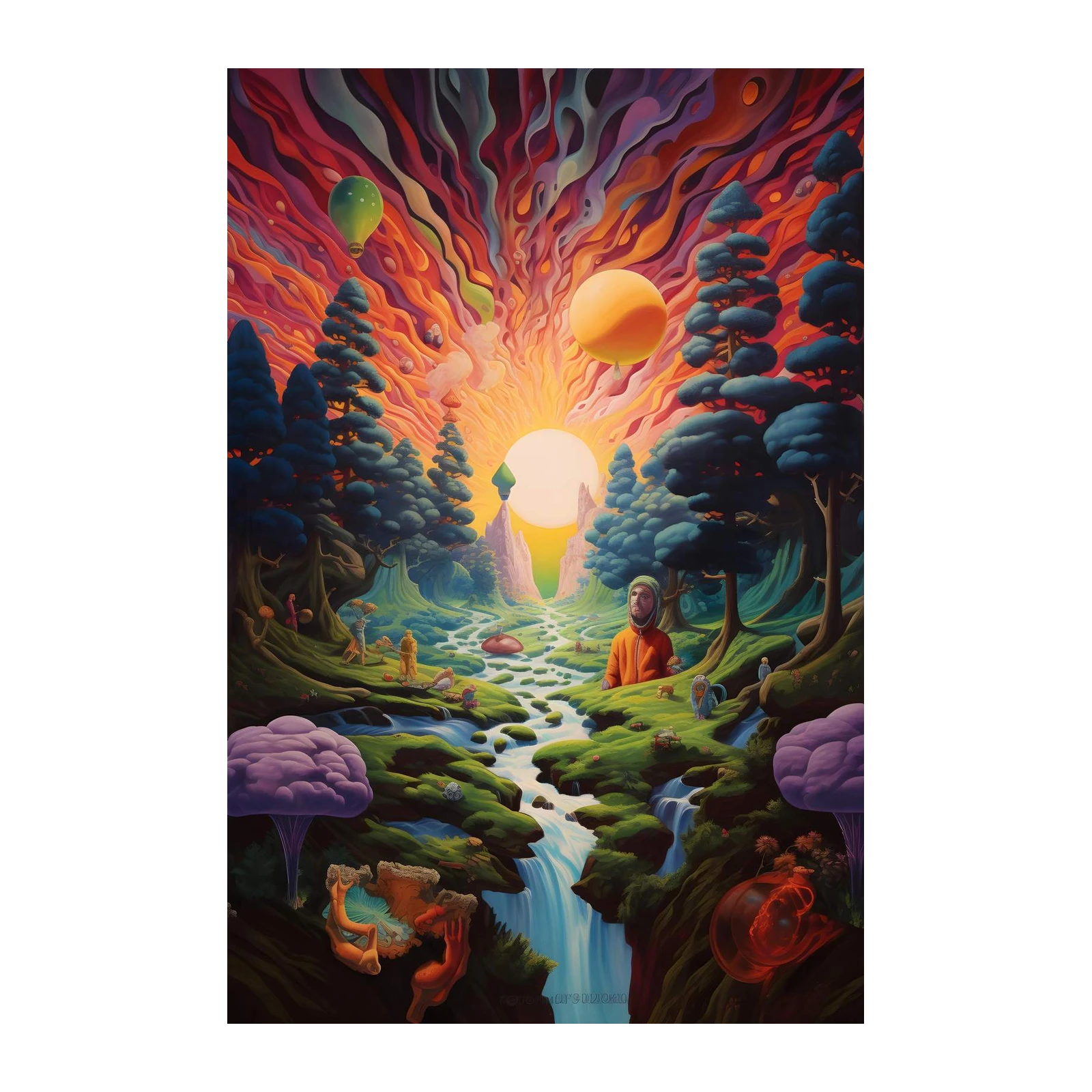 Psychedelic Forest River Wall Art