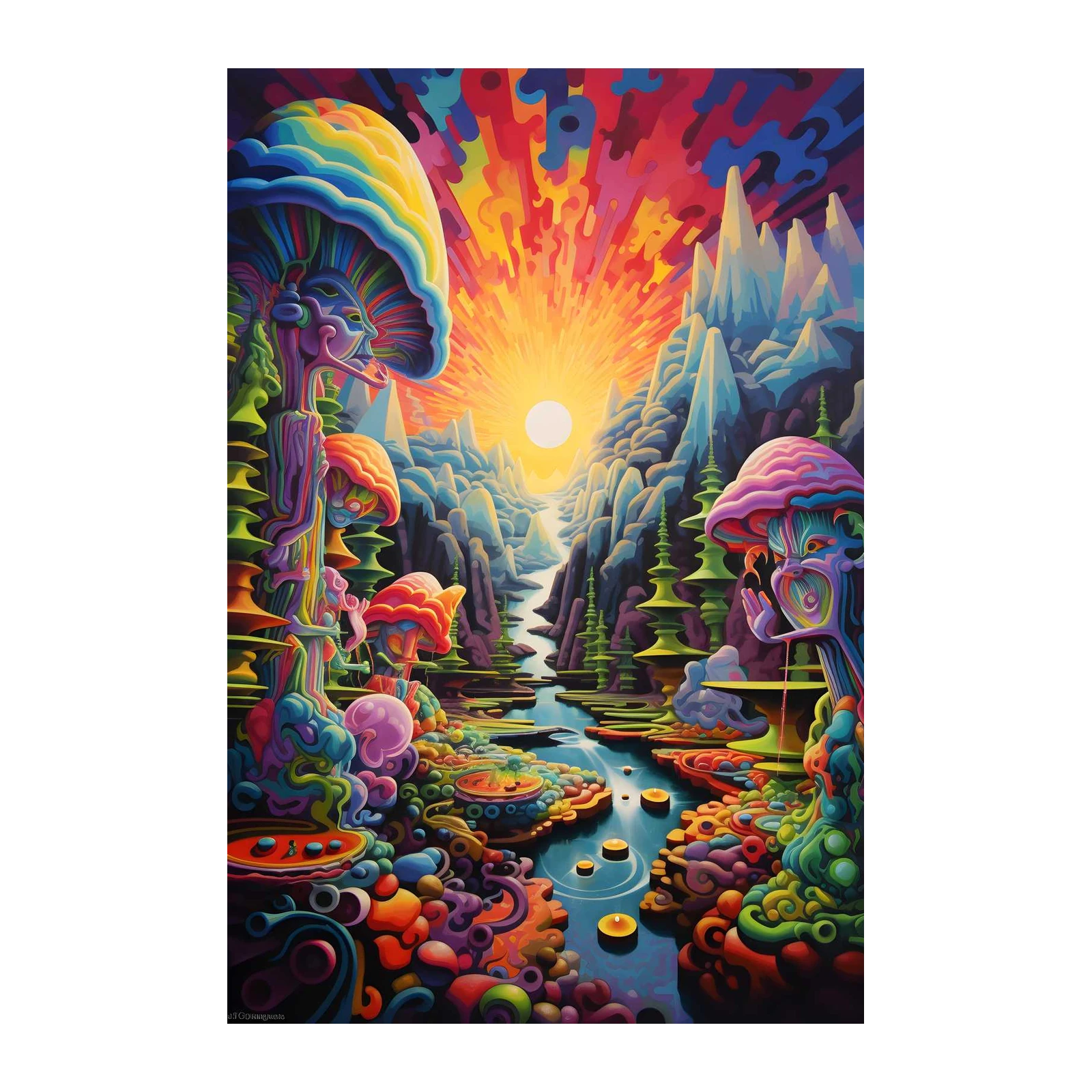 Psychedelic Mushroom Landscape Wall Art