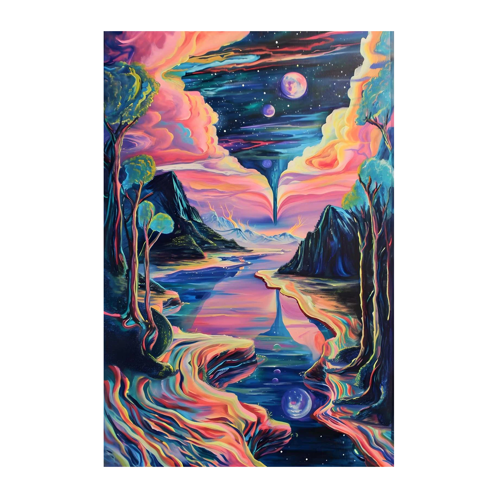 Cosmic Dreamscape Surreal Landscape Wall Art