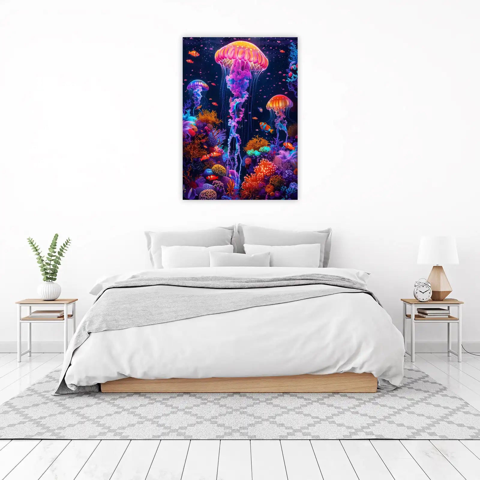 Vibrant Jellyfish Coral Reef Wall Art