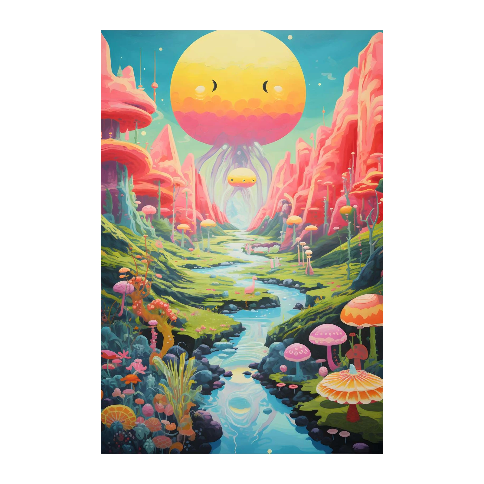 Whimsical Mushroom Valley Wall Art