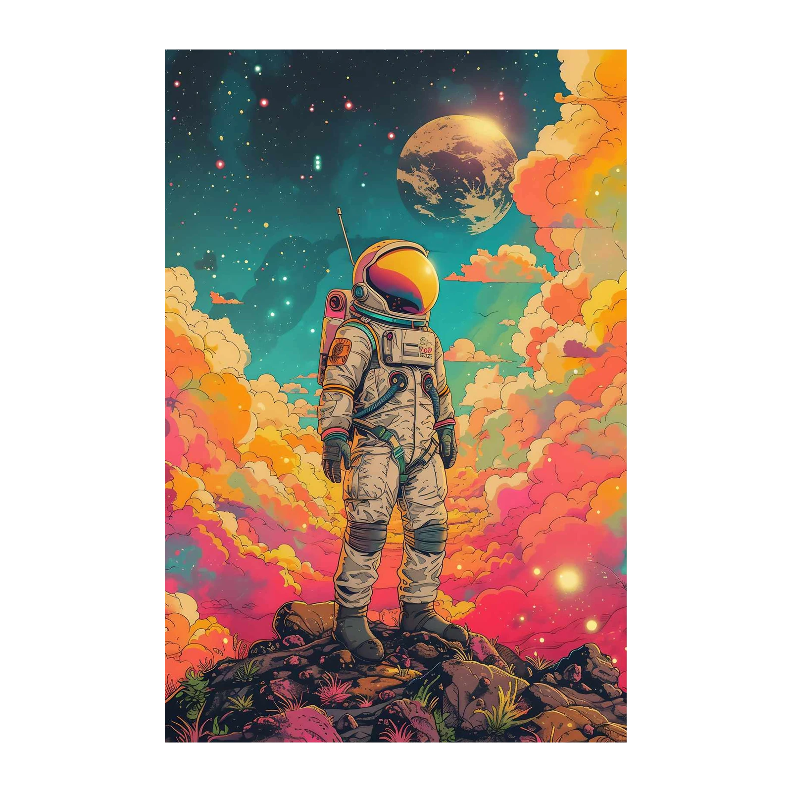 Astronaut in Cosmic Clouds Wall Art