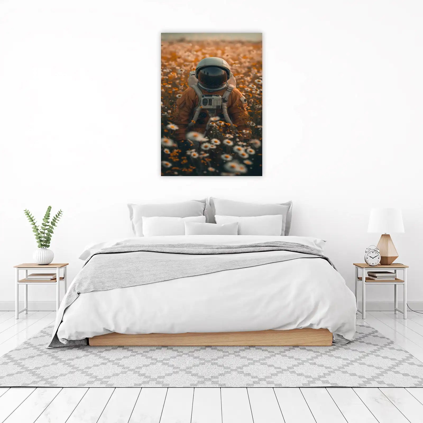 Astronaut in Daisy Field Wall Art Wall Art