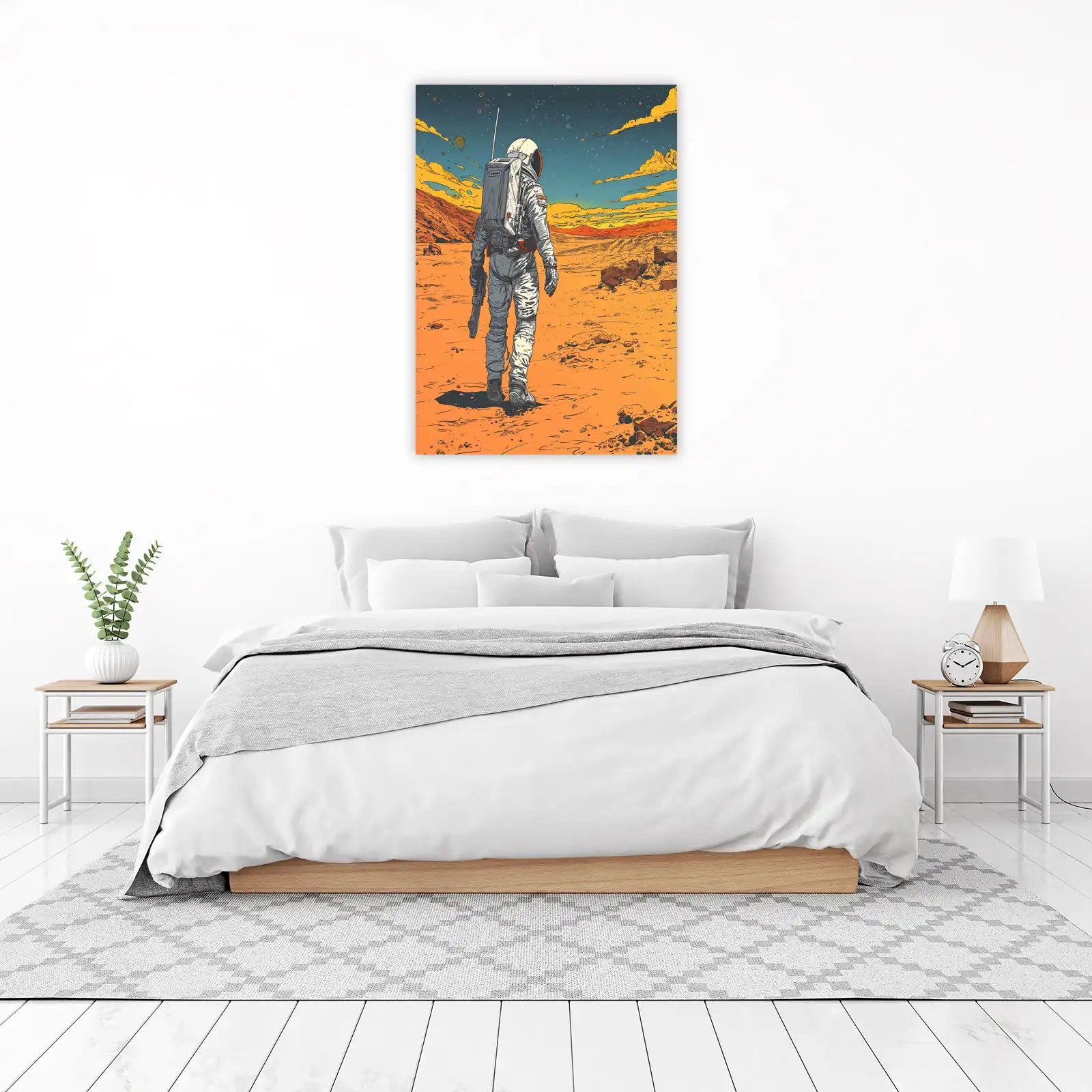 Astronaut on Mars Landscape Wall Art