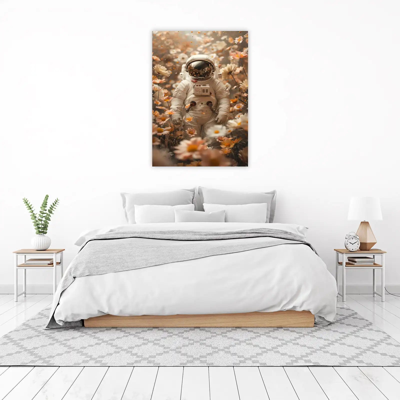 Astronaut Among Flowers Wall Art