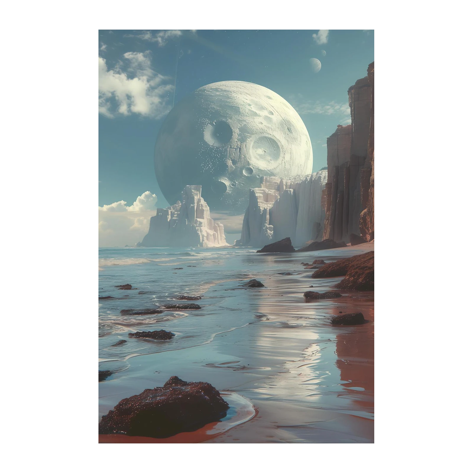 Surreal Lunar Beach Landscape Wall Art