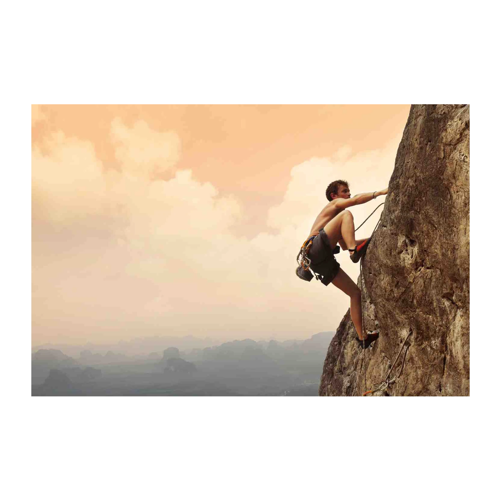 Extreme Rock Climber Ascending Mountain Wall Art