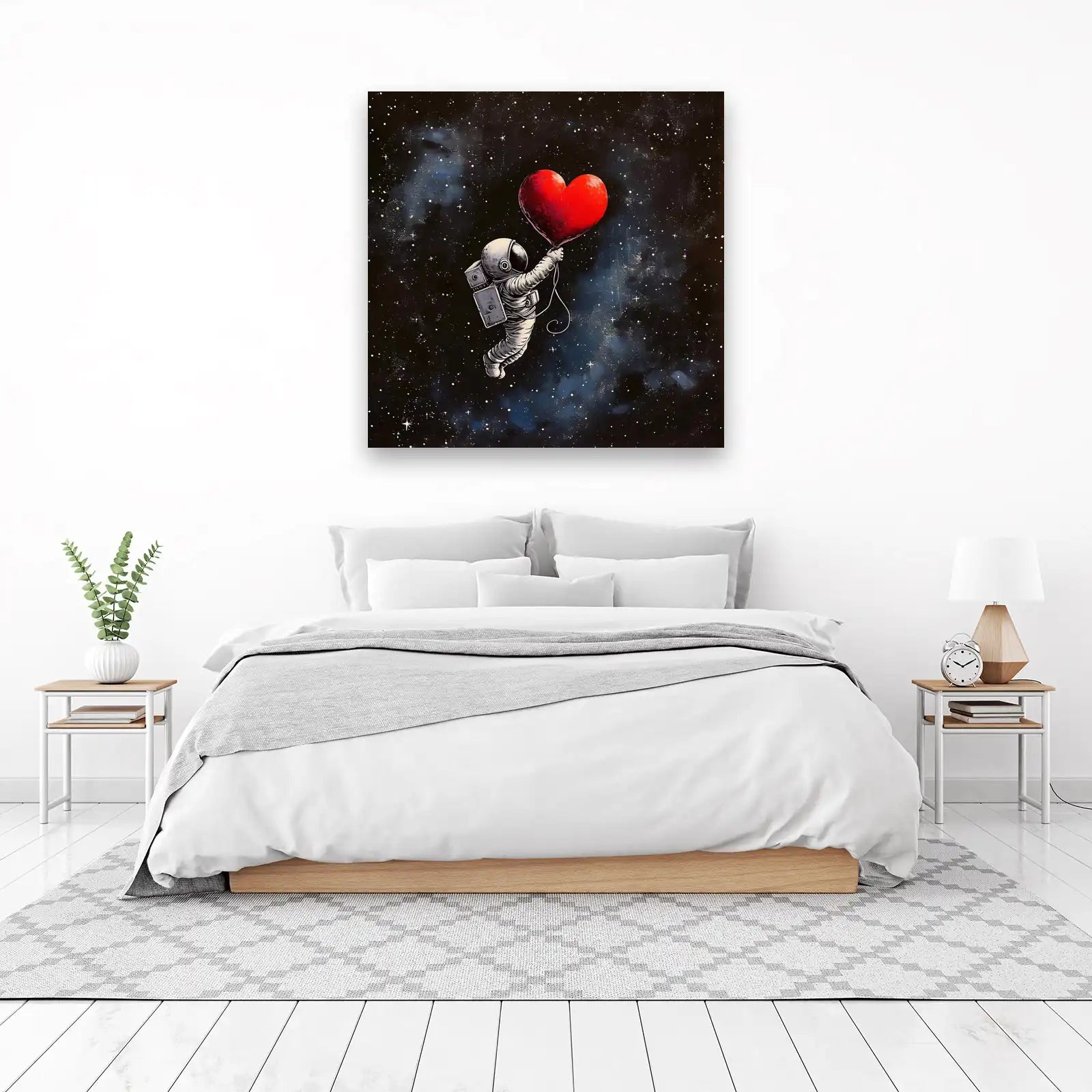 Astronaut Heart Balloon Space Wall Art