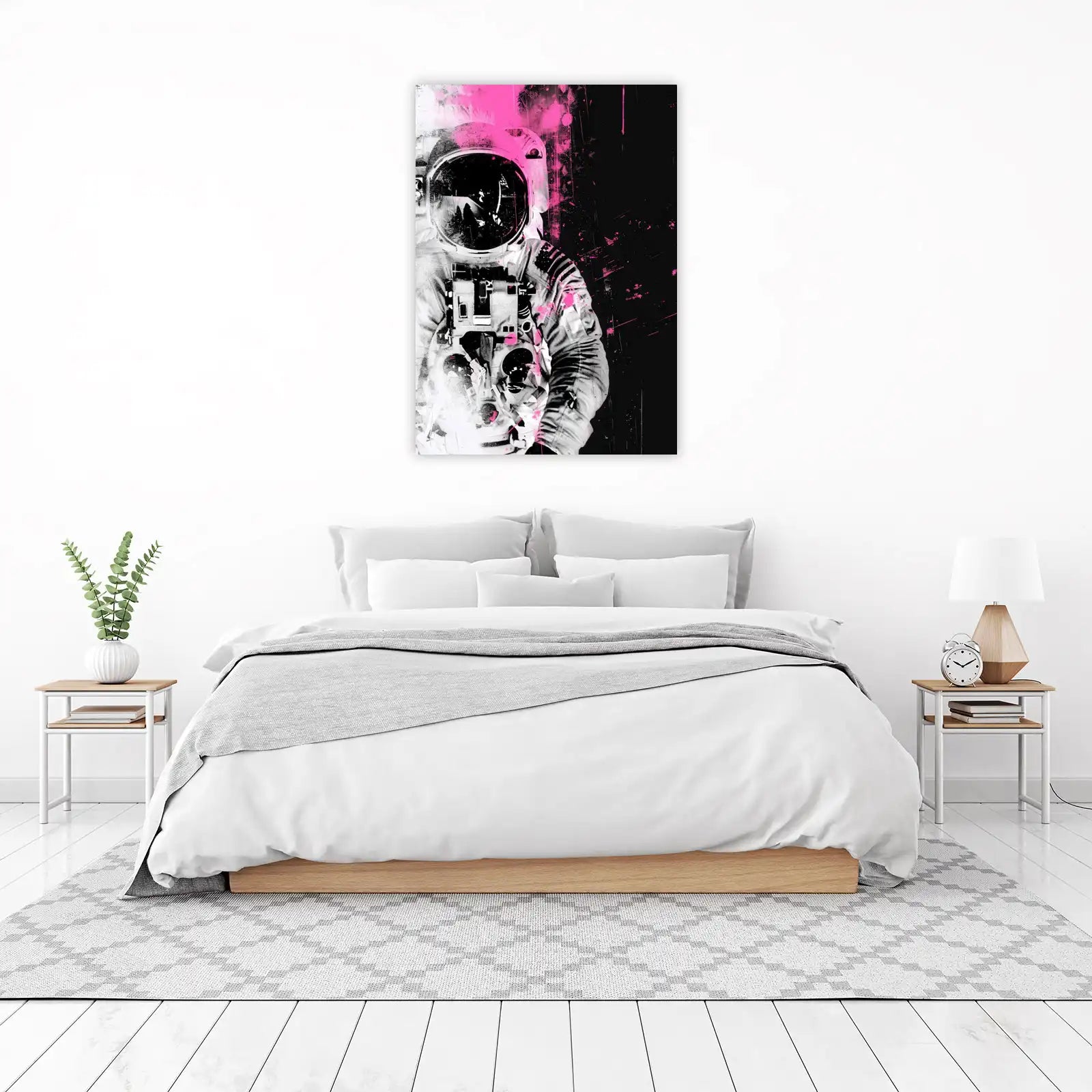 Abstract Astronaut Neon Splatter Wall Art
